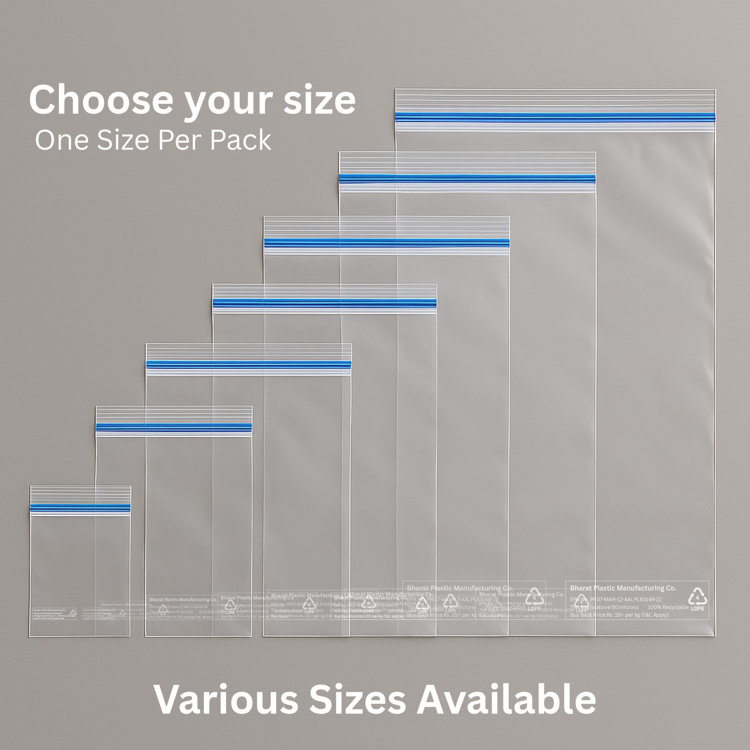 Reusable Zip Lock Bags - 100 Pack -3
