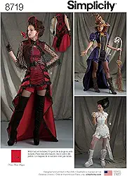 Simplicity 8719 Fantasia feminina Steampunk gótica tamanhos de costura, 36 a 44