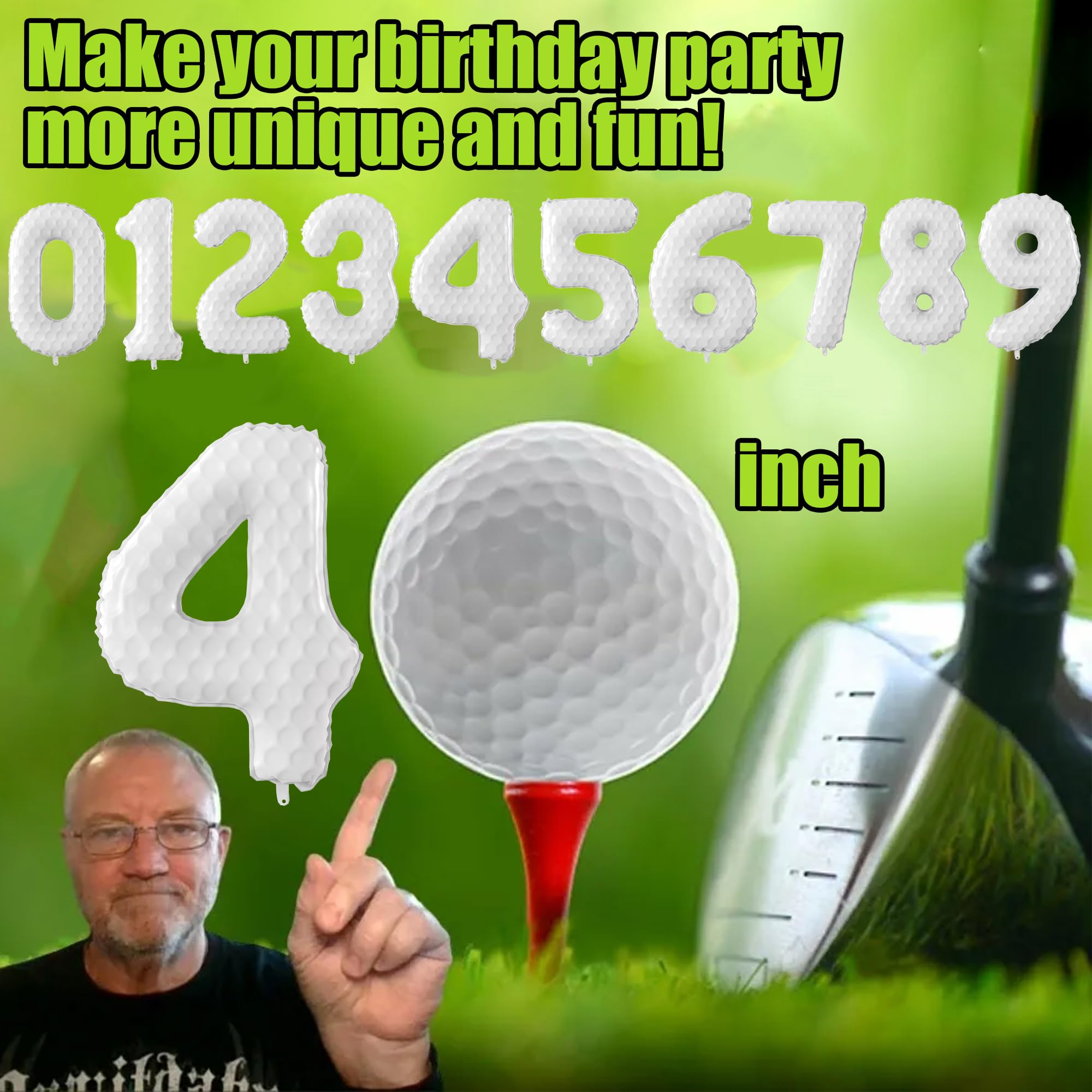 Balony z cyframi golfowymi, duże, sportowe, tematyczne, na przyjęcie urodzinowe, numery, golf, imprezy sportowe, dla dzieci, artykuły dekoracyjne na przyjęcie urodzinowe (numer 0)