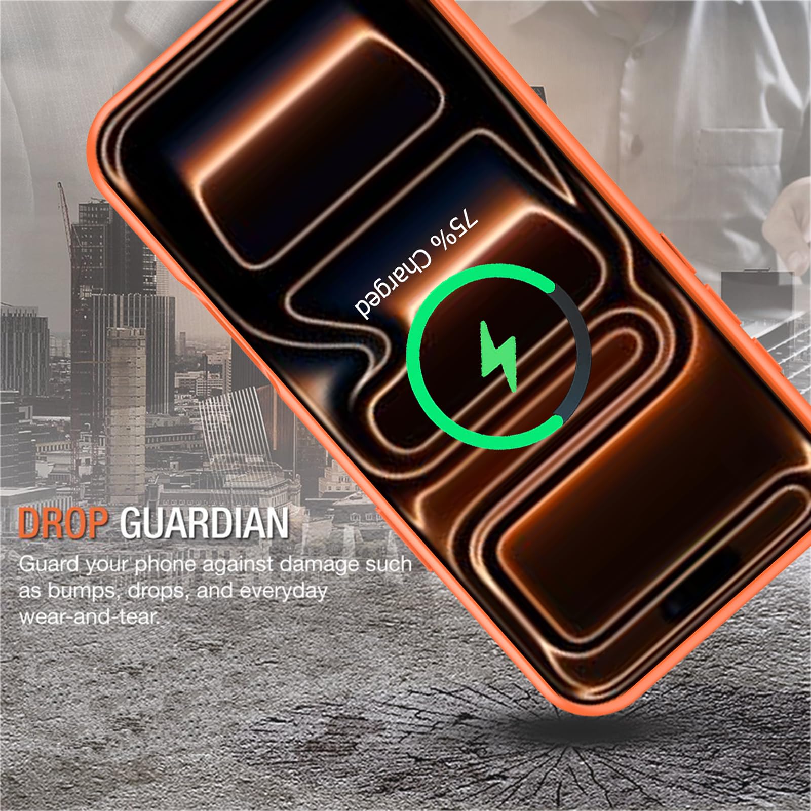Custodia con batteria per iPhone 17 Pro Max, migliorata, 12000 mAh, custodia protettiva wireless portatile, compatibile con iPhone 17 Pro Max (6,9 pollici), con caricabatterie ricaricabile (arancione)