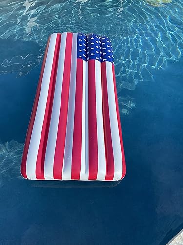 Miniatura 6 de Flotador gigante inflable de 5.9ft con bandera americana, para piscina o playa, estrellas y rayas patrióticas de Estados Unidos para fiestas de
