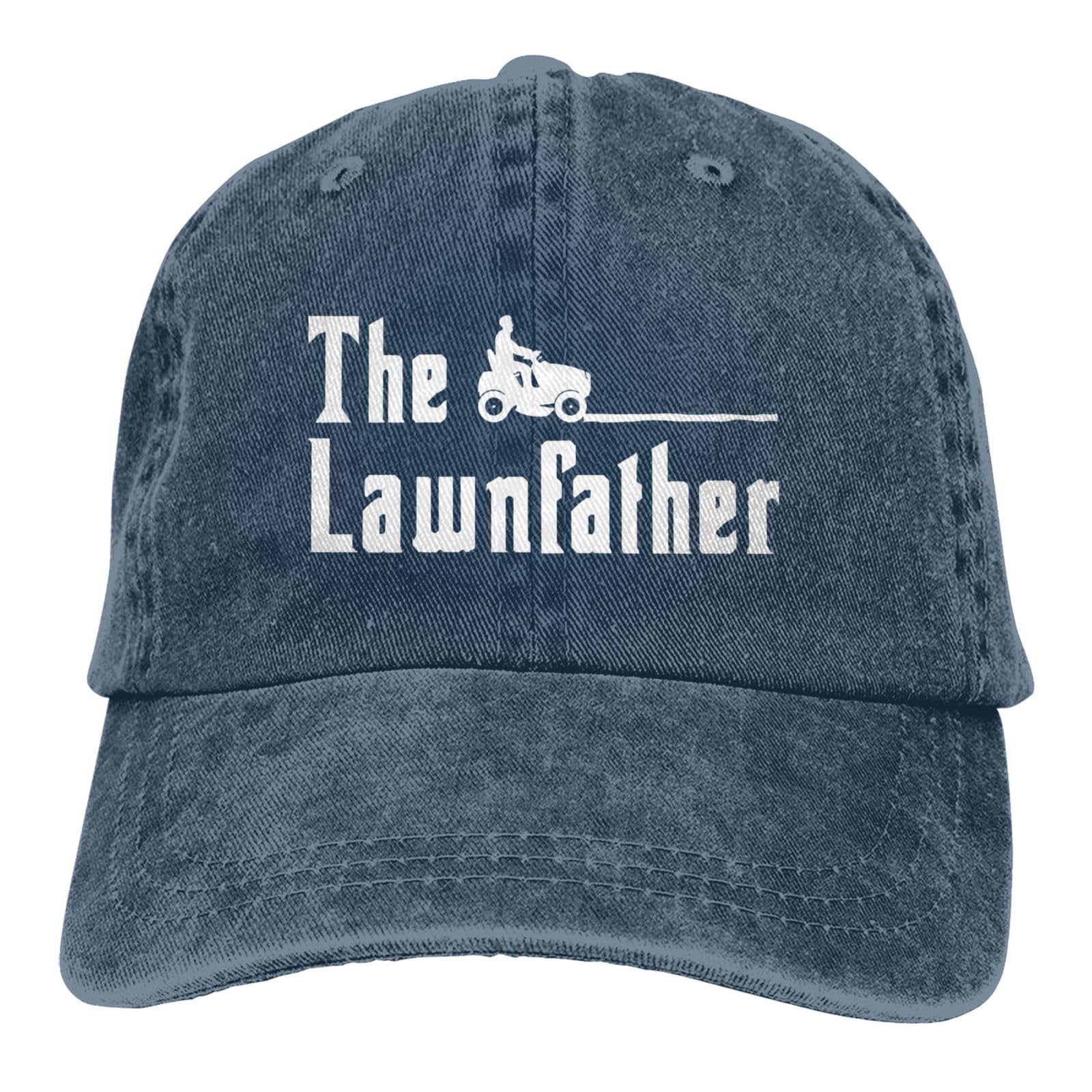 ACEPrints Lawn Mowing Hat Funny Distressed Denim Baseball Cap Vintage Trucker Hats Men Women