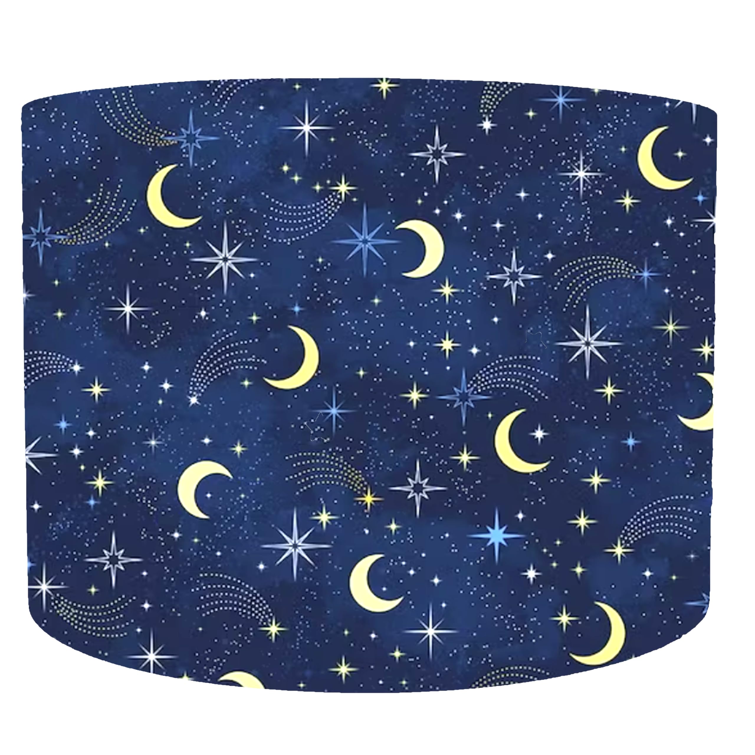 Leo And Cal, Star And Moon Lampshade, Choice of 20cm, 25cm, 30cm, 35cm Diameter, Navy Blue Light Shades Ceiling Kids, Star Nursery Lamp, Childrens Table Lamps For Bedroom, Drum Lamp Shade