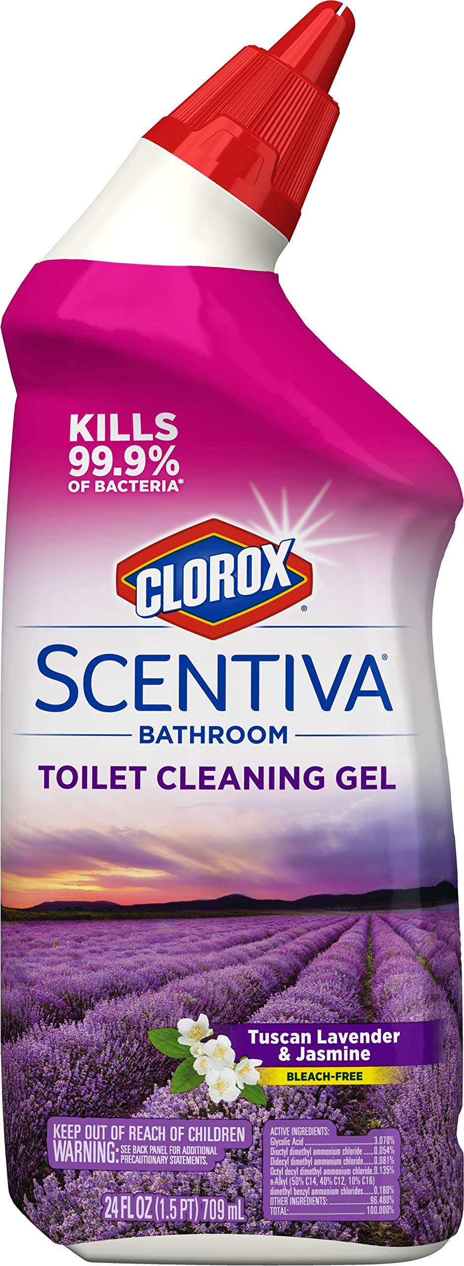 Clorox Scentiva Toilet Cleaning Gel, Bleach Free - Tuscan Lavender & Jasmine, 24 Ounces (Packaging may vary) (31786) (Pack of 6)