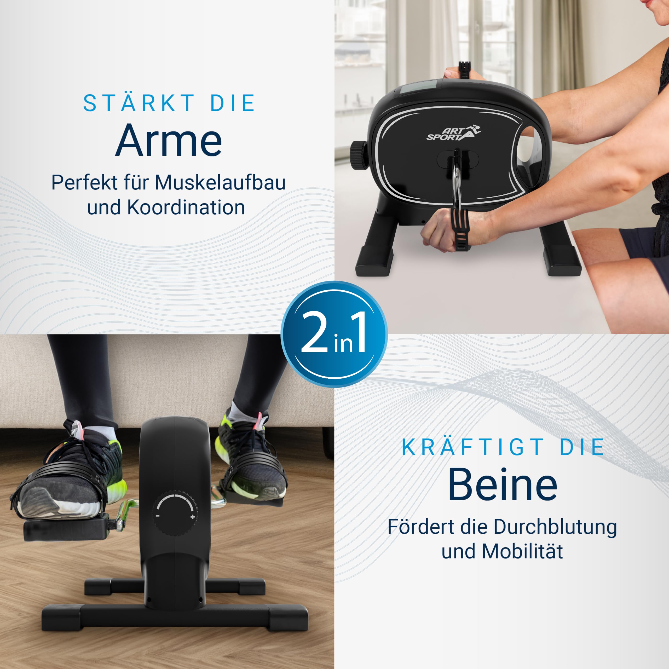 Juskys Pedaltrainer Sportivo - leiser Heimtrainer Fitnessgerät für Senioren