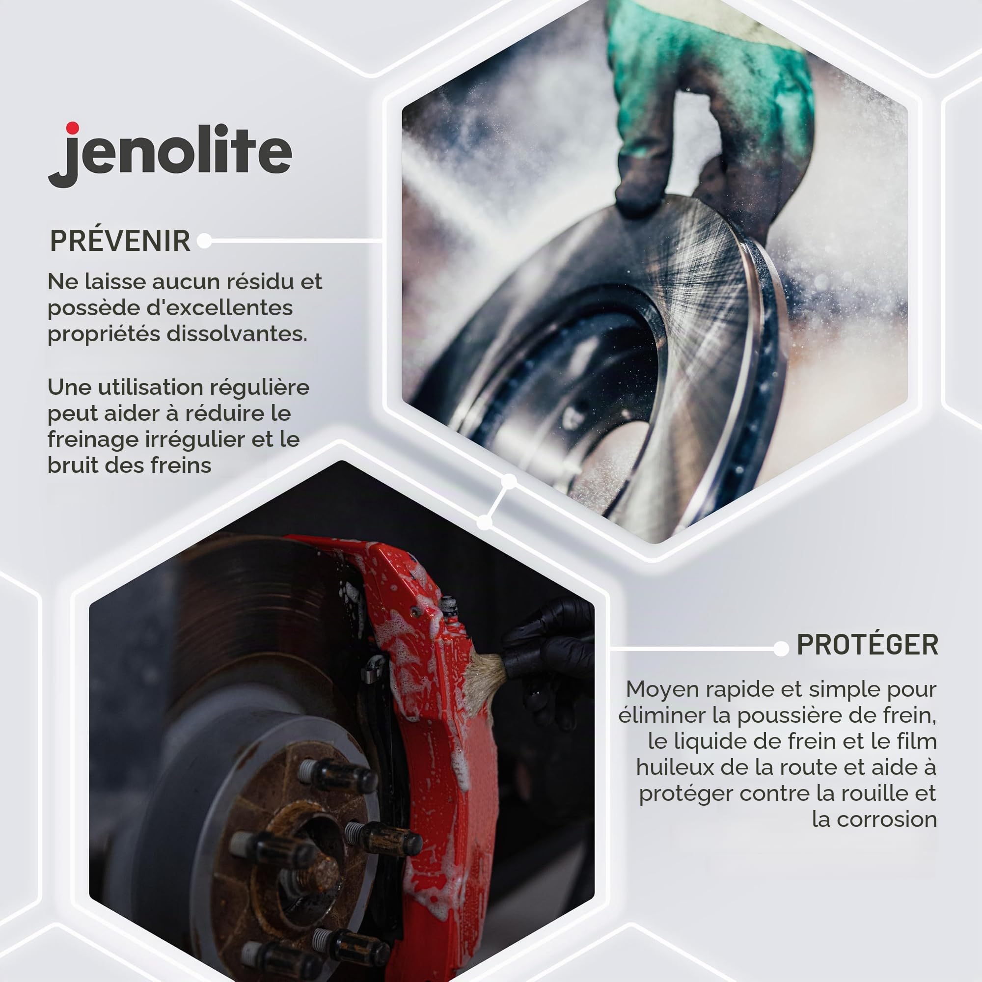 JENOLITE Spray nettoyant pour freins | 3x400 ml | Nettoyant pour freins très résistant | Nettoie les freins sans démontage | Réduit le bruit de frein et améliore les performances de freinage | Élimine