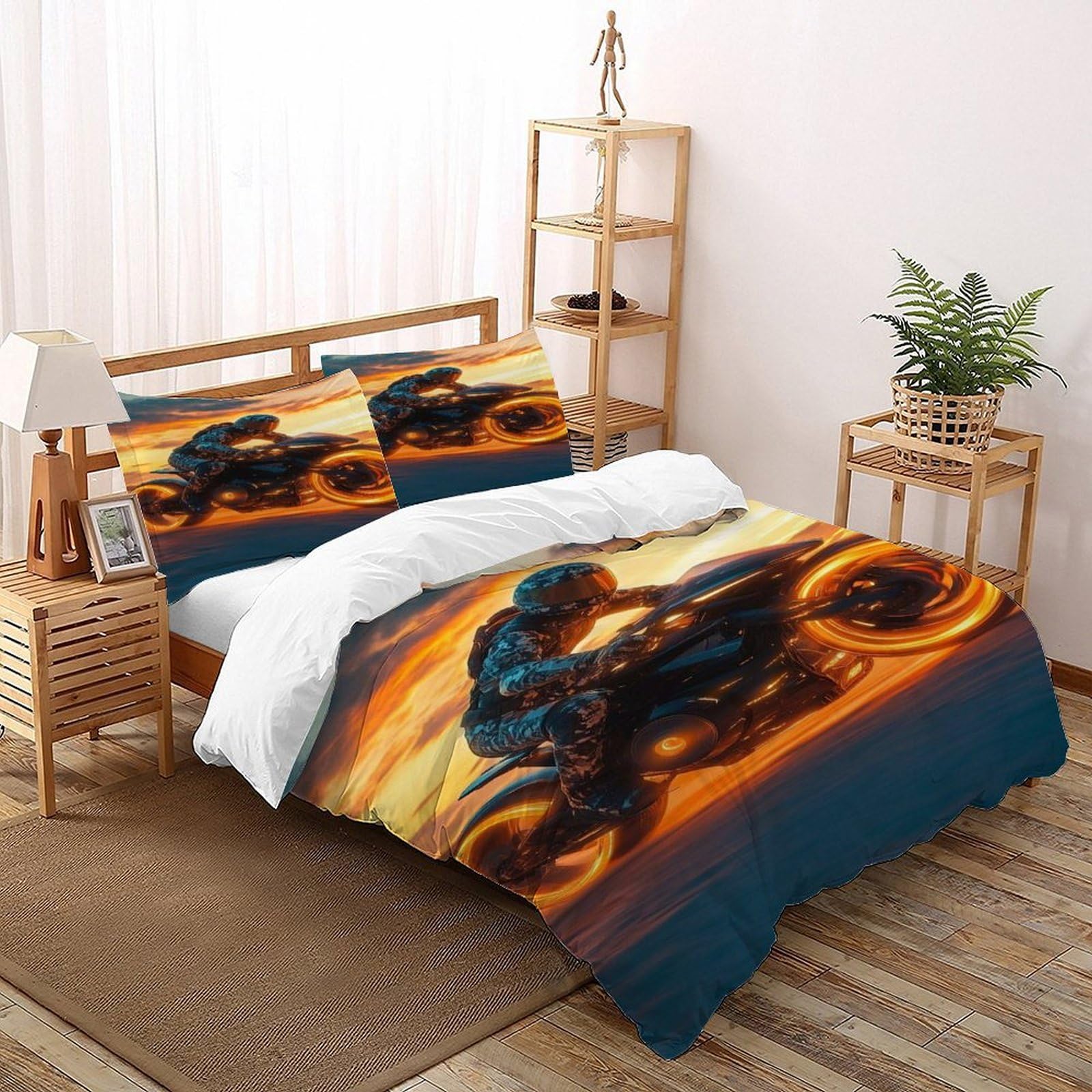 Housse de couette motard avec fermeture éclair parure de lit microfibre