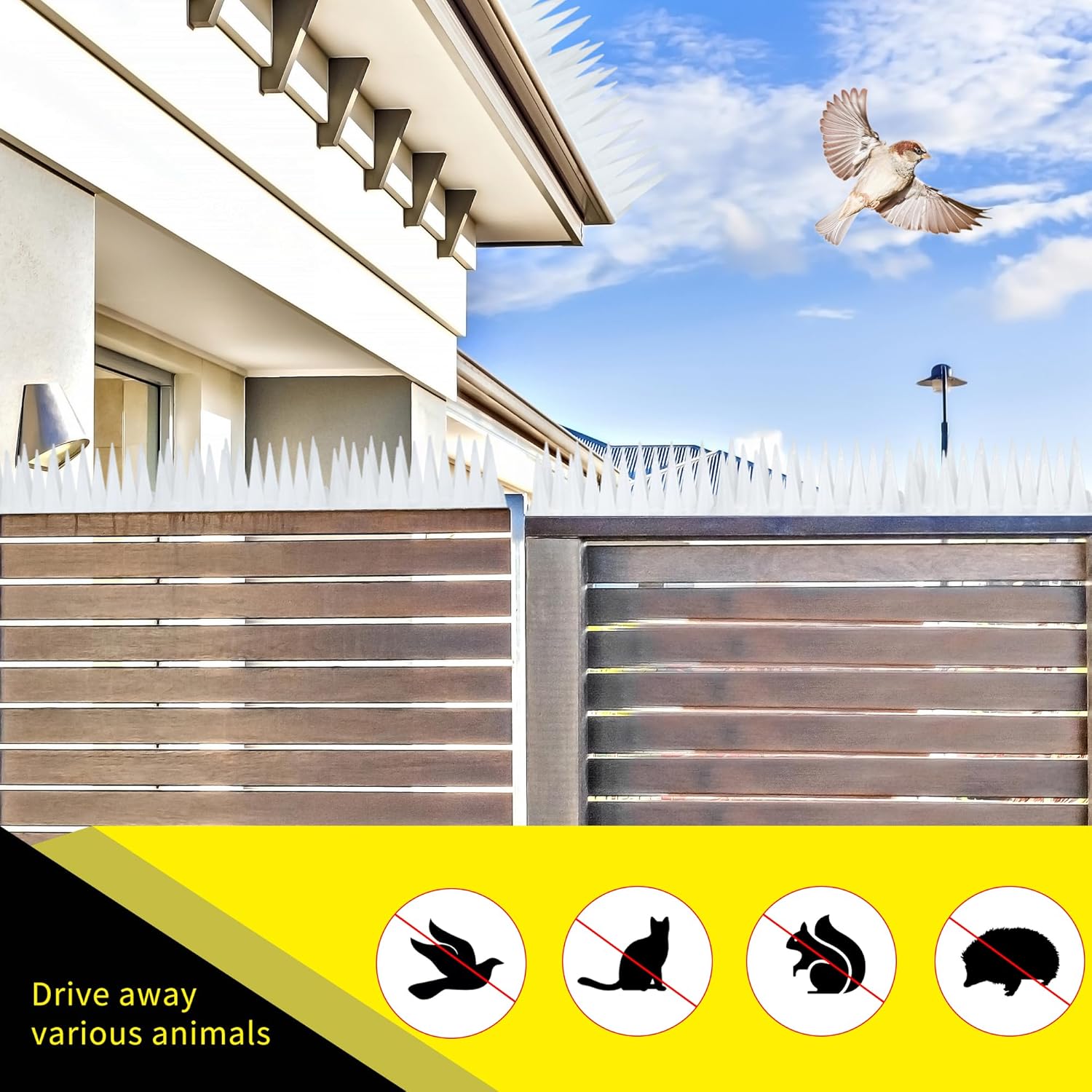Bird Spikes, 22FT Outdoor Bird Deterrent Spikes Device for Birds Pigeon Woodpecker Squirrel Raccoon Cat, Plastic Bird Deterrent for Outside, Patio, Roof, Sill, Fascia (Clear, 20Pcs)