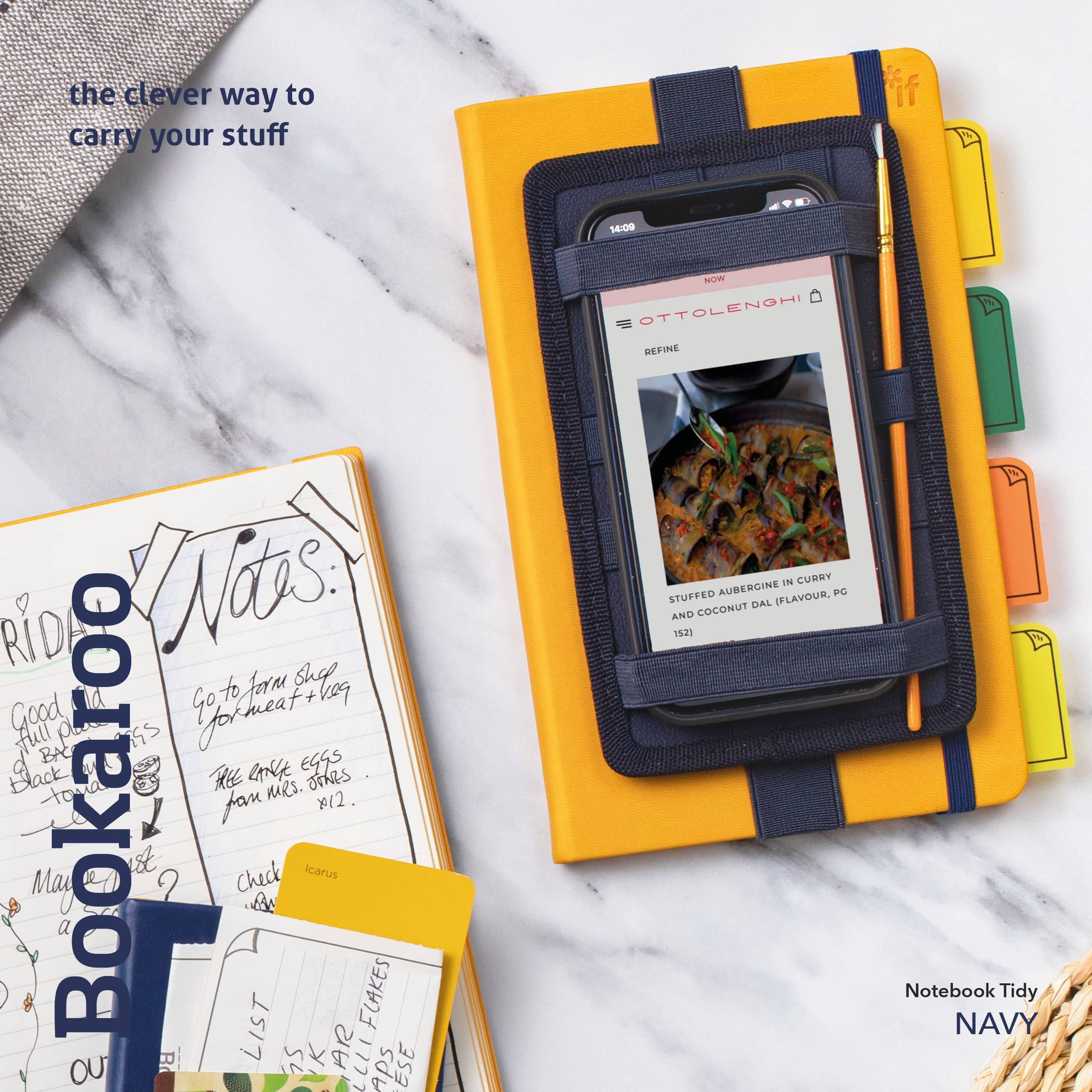 Bookaroo Étui à Lunettes Élastique Verre Pour Ordinateur Portable Et Journal - Bleu Marine