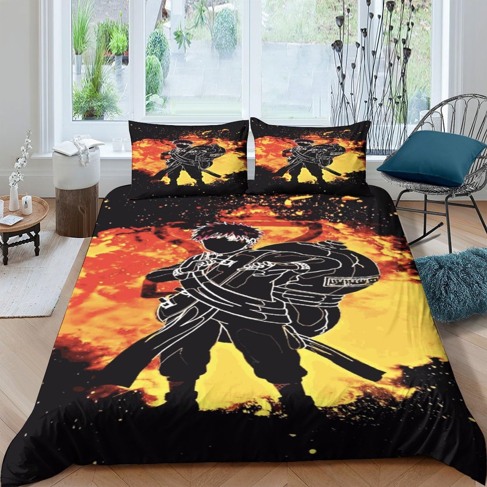 Parure de lit anime 220x240 cm avec housse de couette microfibre et taie d'oreiller pour ado
