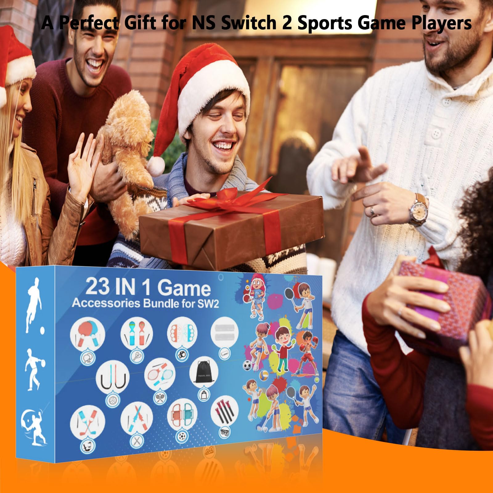 Accessori per Switch 2 Sports Giochi - Nintendo Switch 2 Accessori sportivi Family Party Pack Kit con mazze da golf, racchetta da tennis, spade impugnature, Joycon Cinghie da polso Maracas Borsa