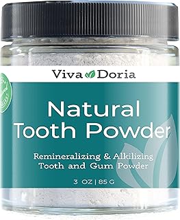 Viva Doria Natural Tooth Powder | Remineralizing Teeth Whitening Powder | Toothpaste Power | Breath Freshener | Refreshing Mint Flavor | 3 Oz Glass Jar
