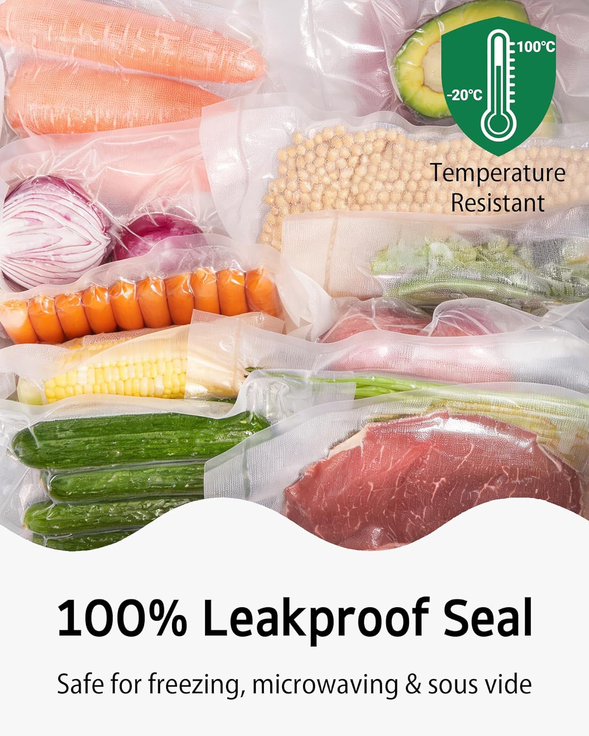 Syntus 300 Count Vacuum Sealer Bags, 40 Gallon 11" x 16" and 160 Quart 8" x 12" and 100 Pint 6" x 10" for Seal a Meal, BPA Free Heavy Duty Precut Bags, Food Vac Bag for Storage, Meal Prep or Sous Vide