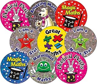 350 Mixed Holographic Sparkly Marvellous Great Magical Maths Motivational Childrens Pupils Teachers School Praise Reward Stickers Value Pack 37mm Primary Teaching Services