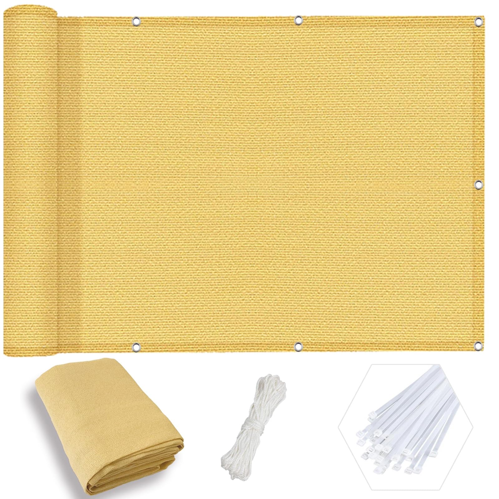 Filet d'ombrage anti-UV 110x700 cm et tissu coupe-vent de jardin jaune occultant