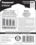 Panasonic BK-3Mcca4Ba Eneloop AA neuf 2100 Batteries rechargeables préchargées Ni-MH, 4-Pack