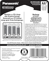 Vista 2 de Eneloop Panasonic BK-3MCCA4BA pilas recargables AA de 2100 ciclos Ni-MH, precargadas, paquete de 4