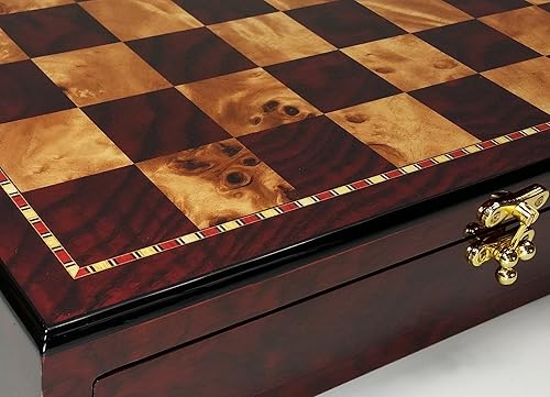 Miniatura 5 de Medieval Times Robin Hood vs Sheriff of Nottingham - Juego de ajedrez con tablero de almacenamiento de color cereza y Burlwood de alto brillo de 17