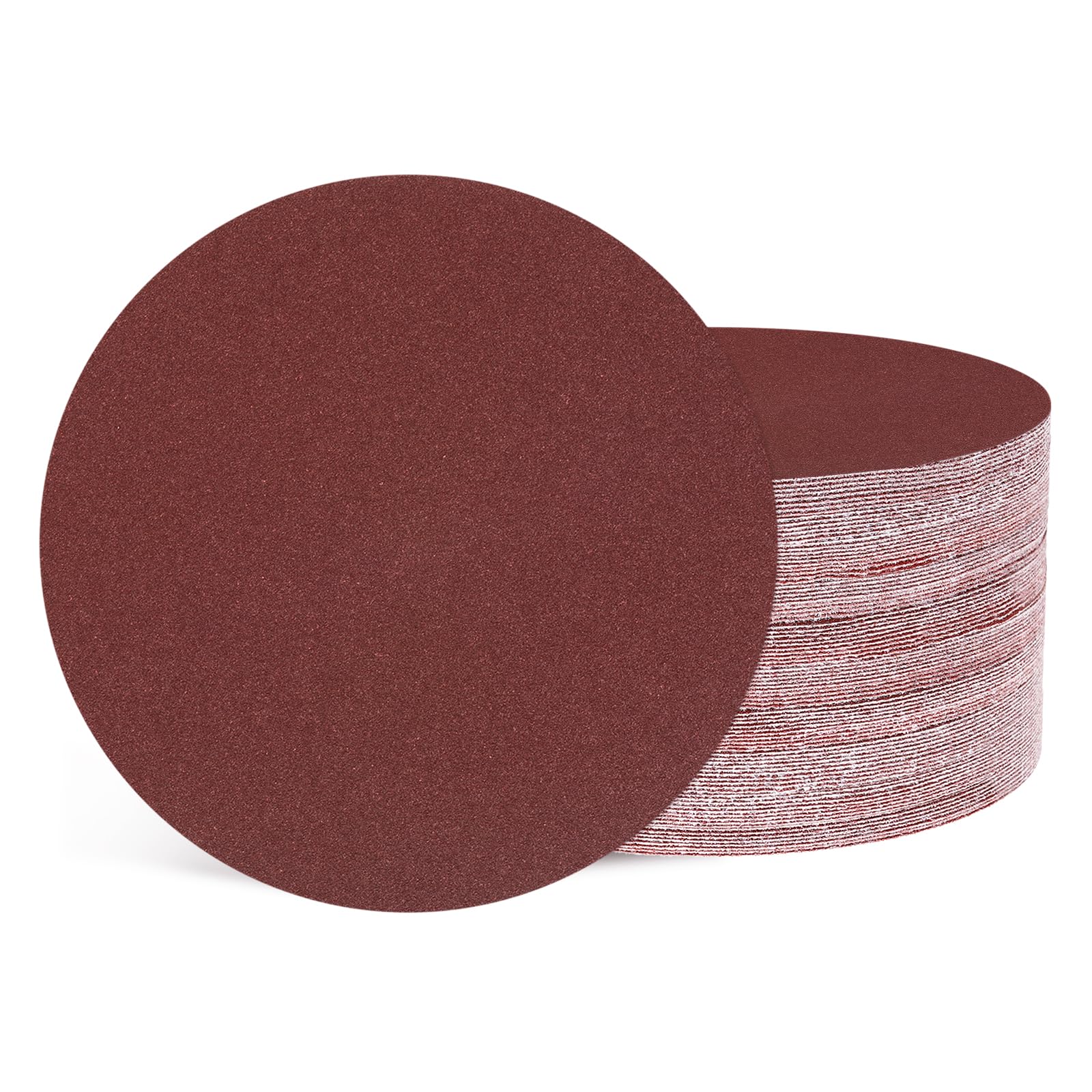 Kozelo 50 Pcs Sanding Discs 220 mm 40 Grit Hook and Loop Random Orbital Sandpapers Suitable for Drywall Sander Wood Metal Furniture, Red