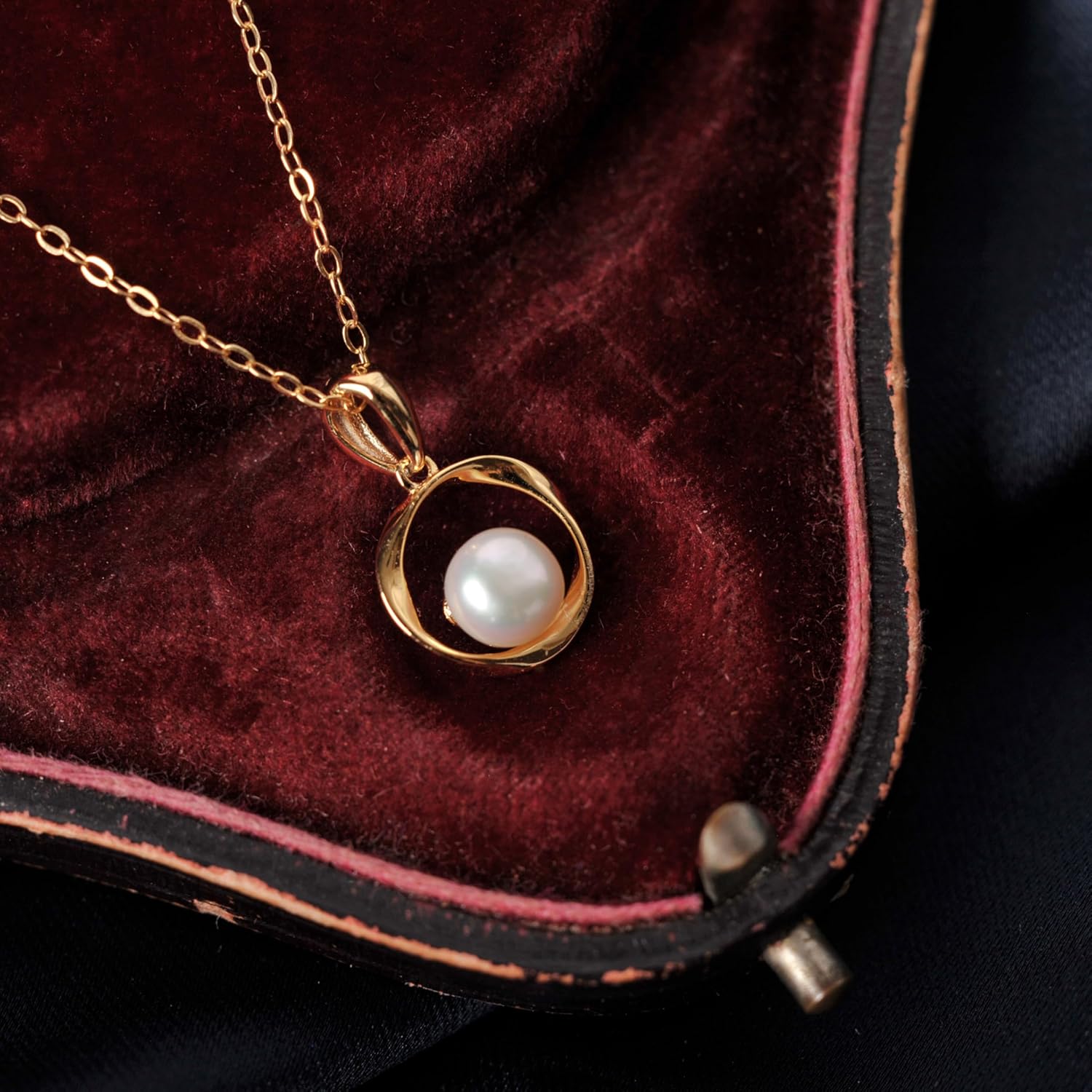 Love Eternal Mobius Ring 5mm Button Shape Freshwater White Pearl Necklace 925 Sterling Silver 14K Yellow Gold Plated Pendant for Women With 18 Inches Chain Birthstone Wedding Trendy Party - Image 9