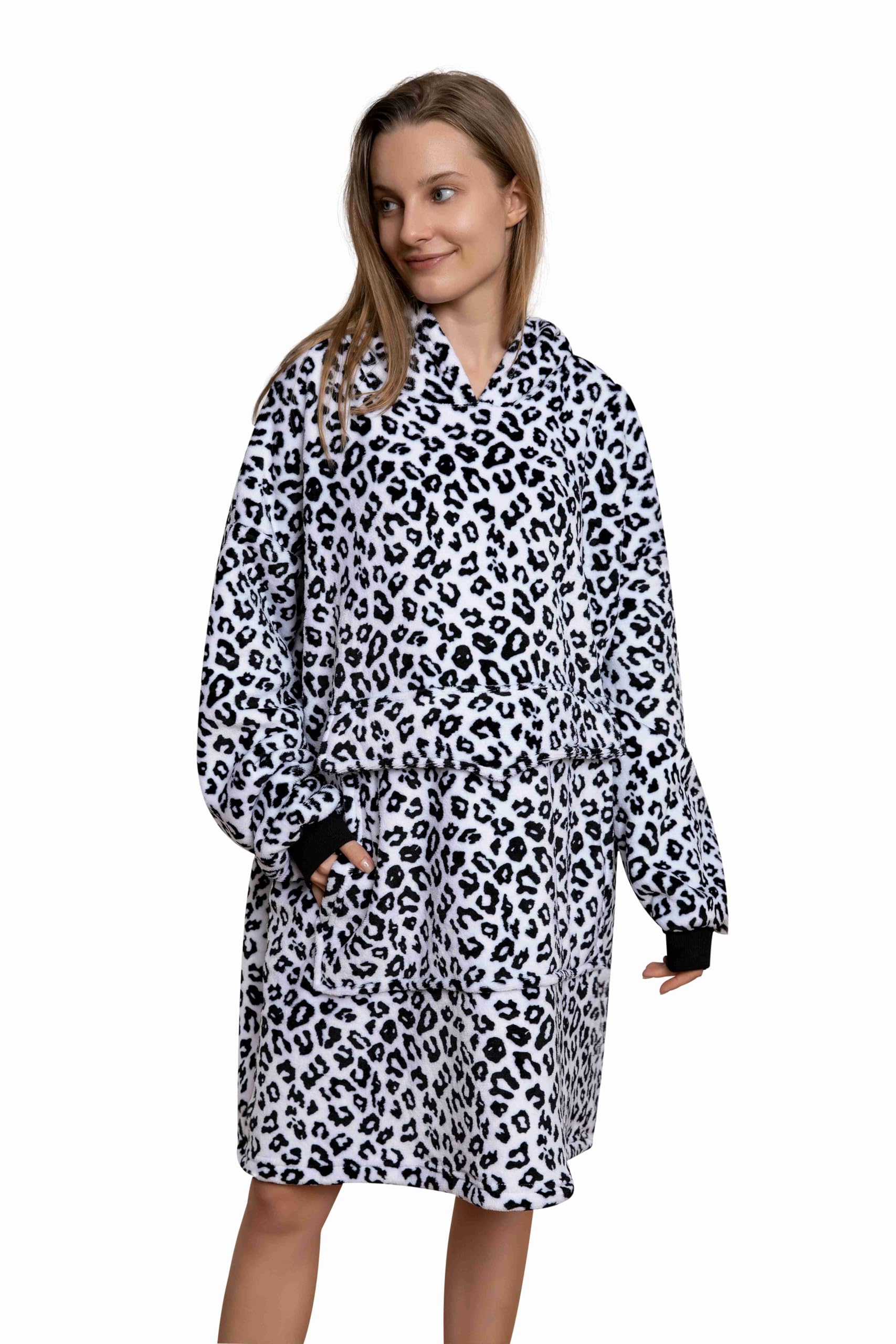 Couverture à capuche avec manches en polaire sherpa | Pull à capuche géant - 8