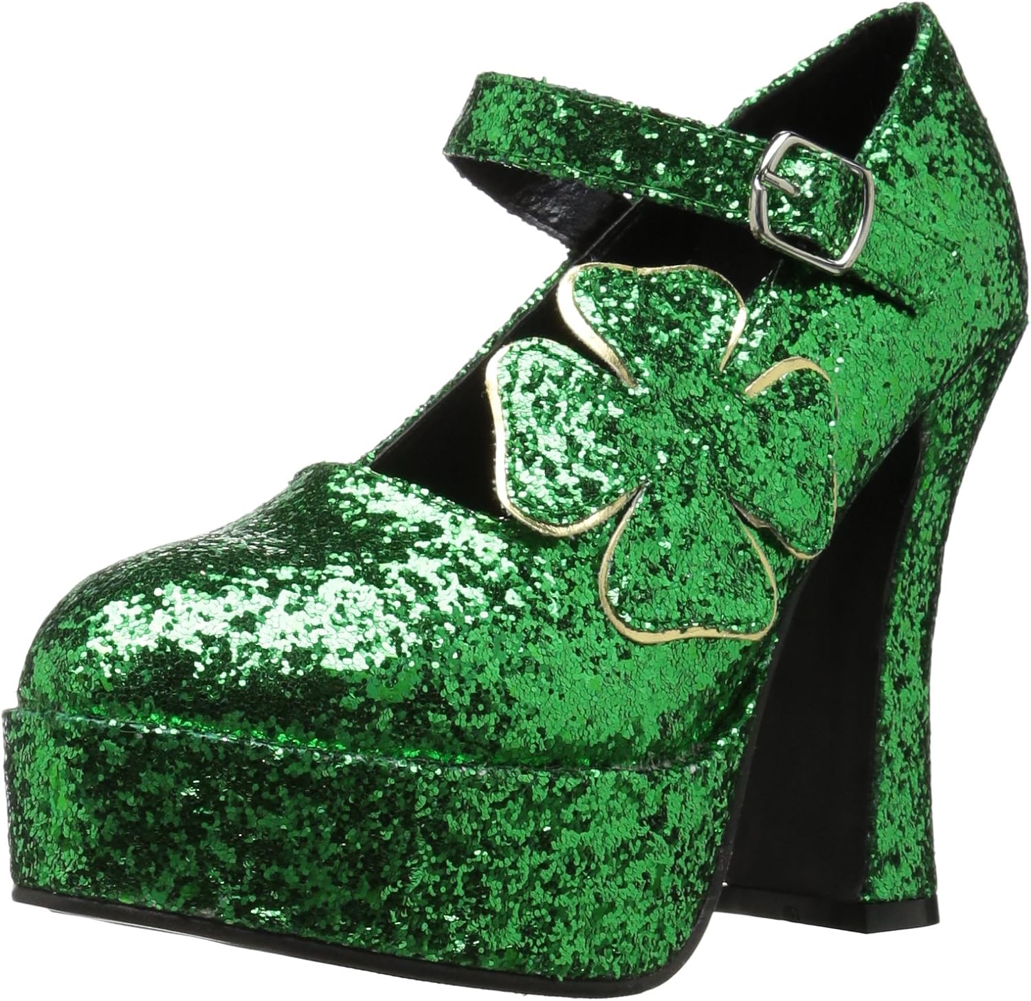 Ellie Shoes Women's 557-Lucky Glitter Maryjane Platform Pump, Green Glitter, 8 M US