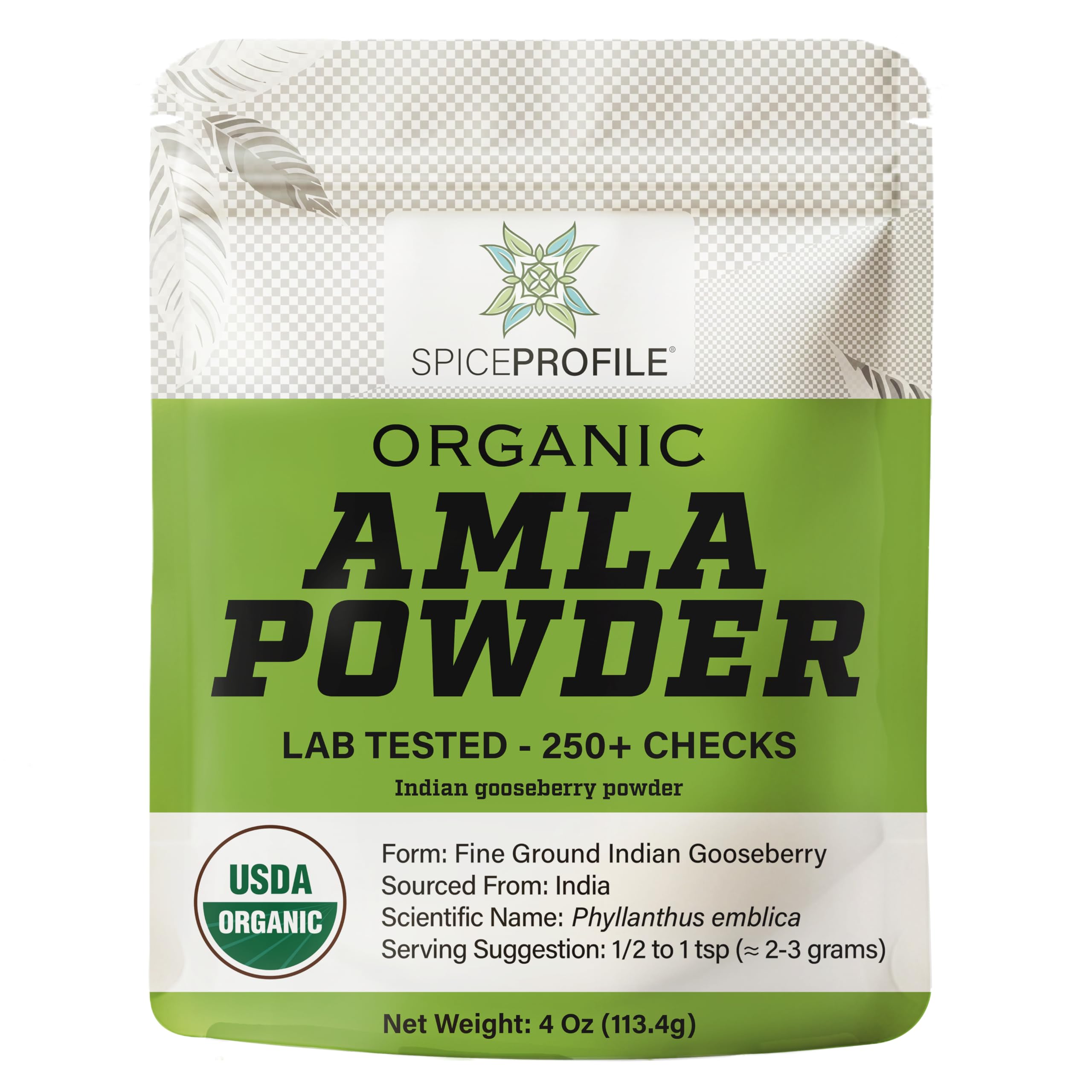 USDA Organic Amla Powder, Lab Tested for Heavy Metals, Resealable 4oz Pouch, Amalaki, Grosella Espinosa India