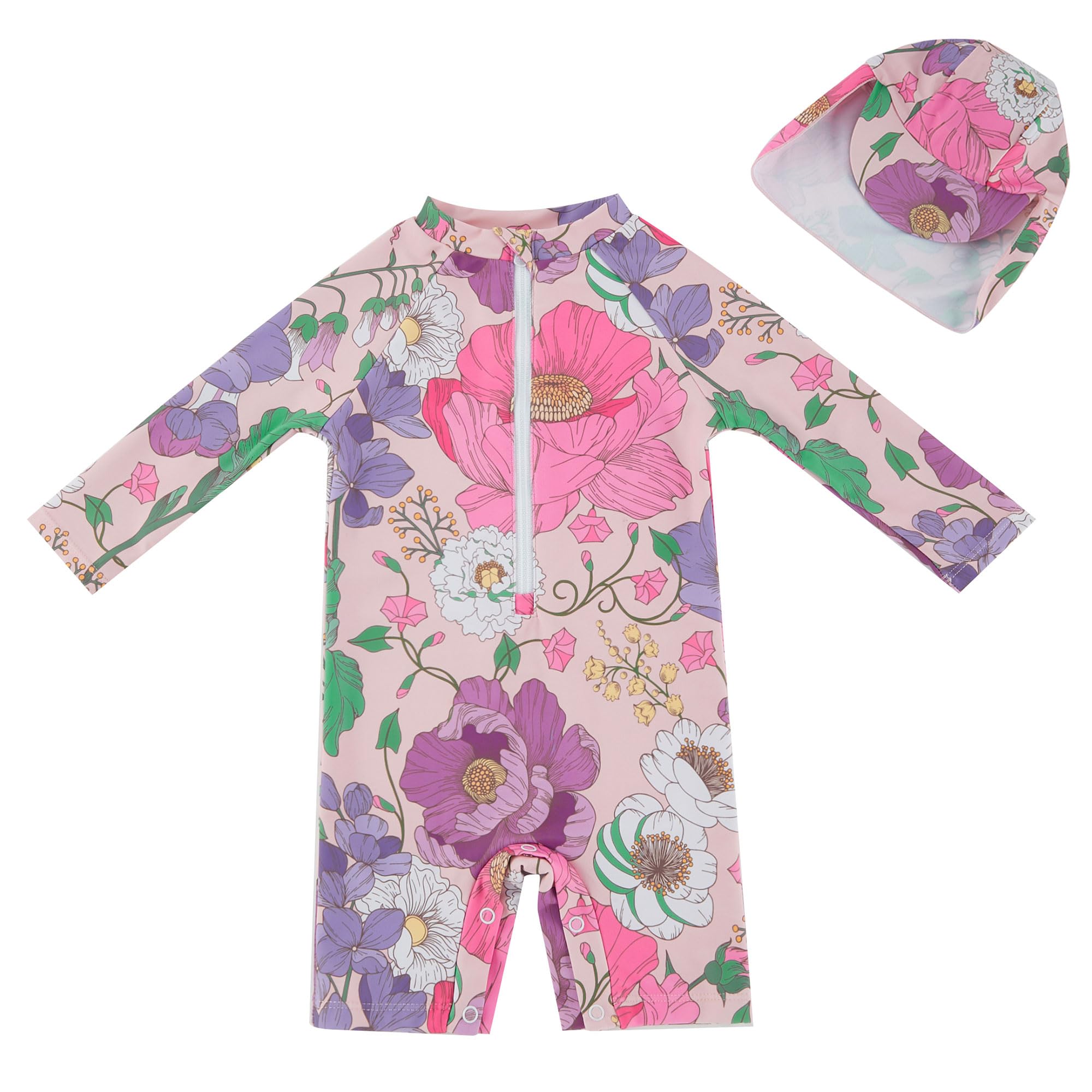 UMELOK Baby Badebekleidung Mädchen Badeanzug mit Sonnenhut UV Schutz