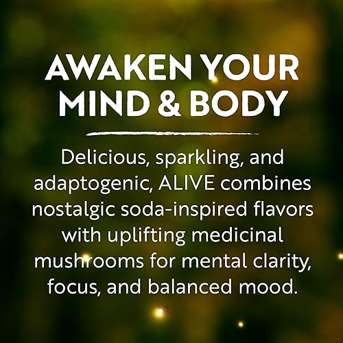 Miniatura 8 de ALIVE - Elixir de hongos, sabor a cola, botella de 16 onzas líquidas, bebida adaptógena espumosa para claridad mental, enfoque y estado de ánimo