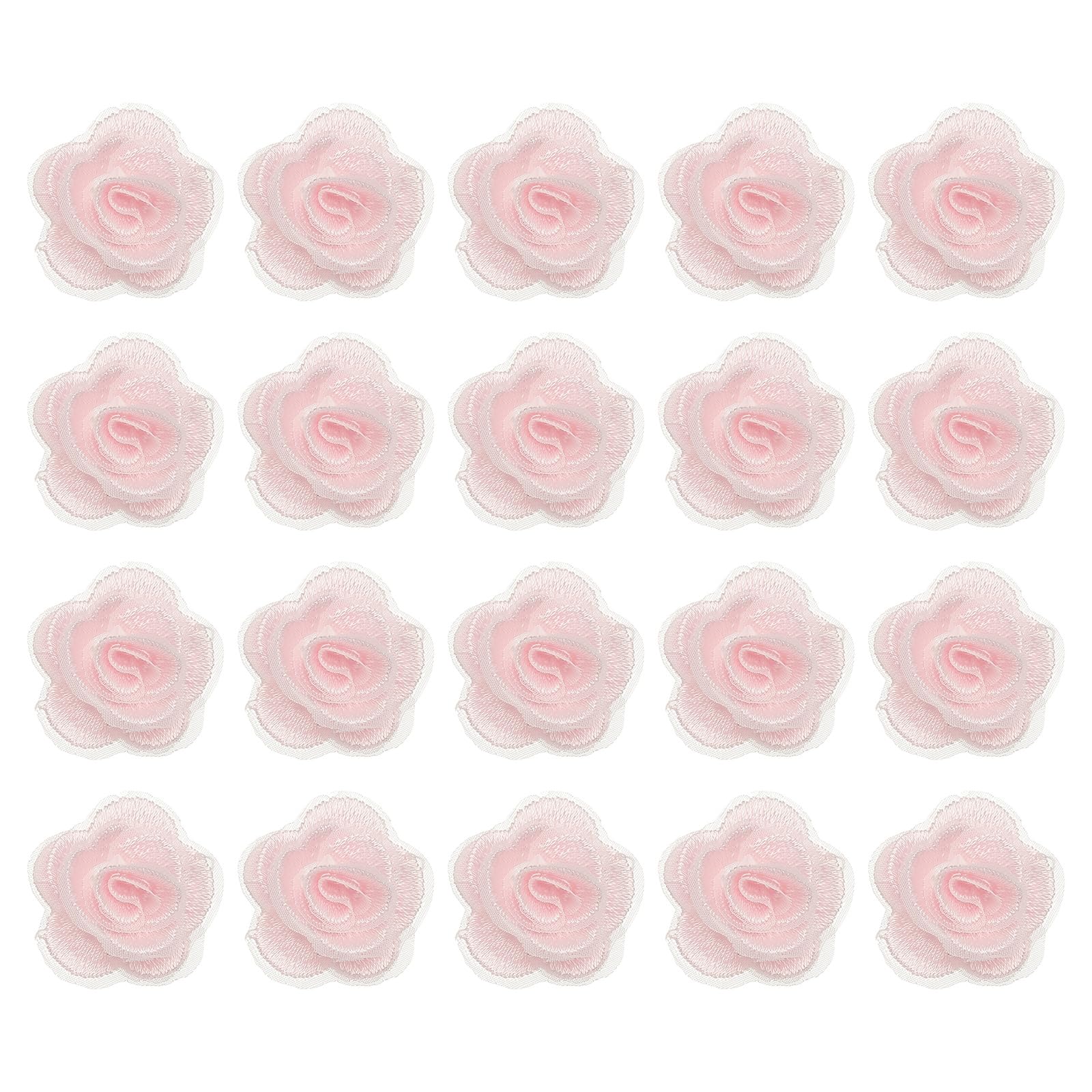 sourcing map 20 Pcs Floral Applique, 3D Flower Lace Applique Sew on Patch Embroidery Floral for Clothes Dresses Hair Ornaments Sewing DIY Craft Decoration, 2.8cm Coral Pink