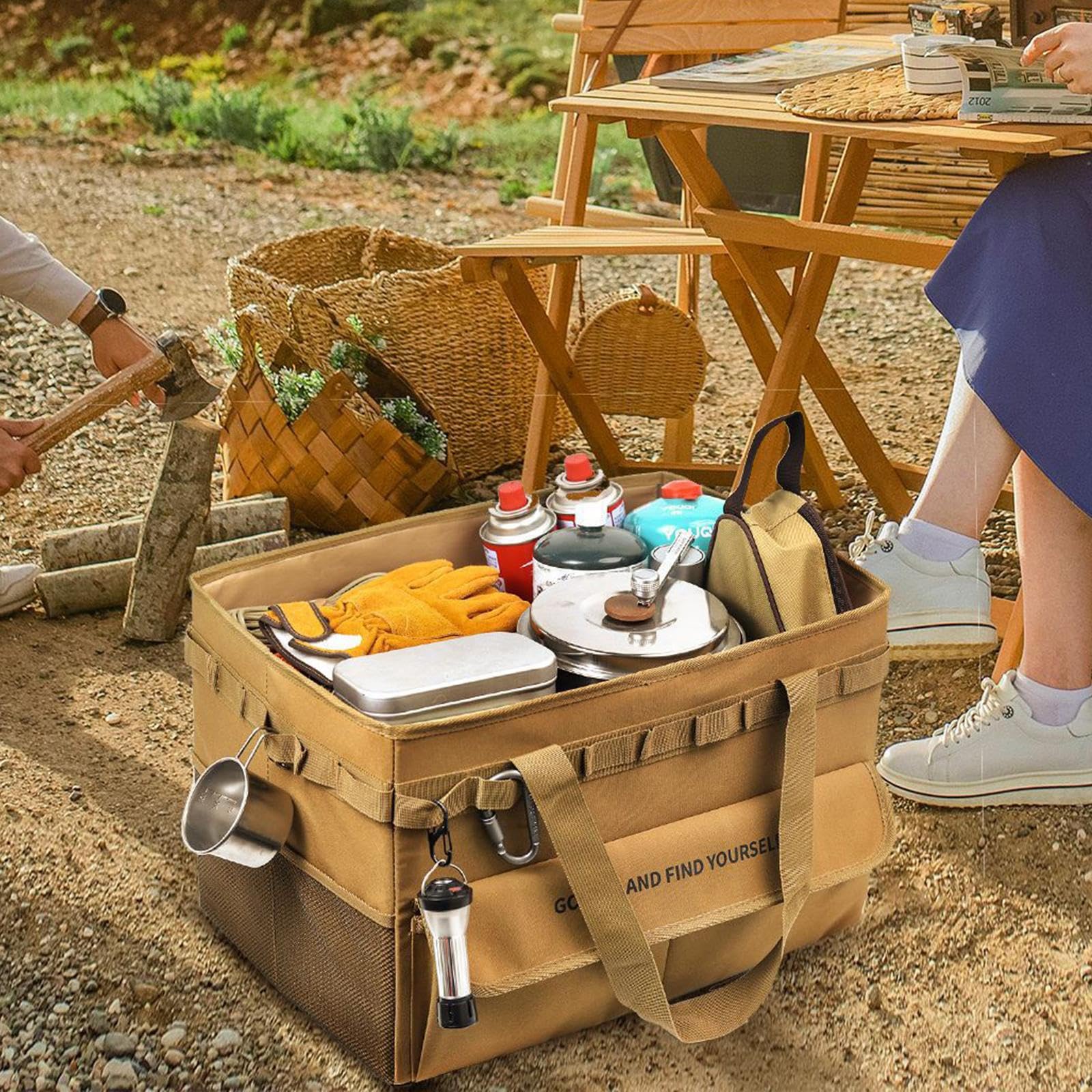 Aufbewahrungsbehälter für Camping, Camping, Picknick-Küche, wasserdicht | mit Griff, zusammenfaltbar, ca.