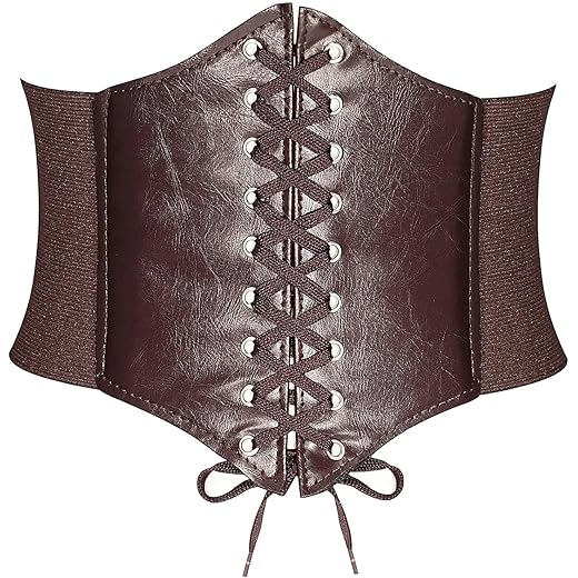 Faux Leather Lace-up Corset Belt, Black