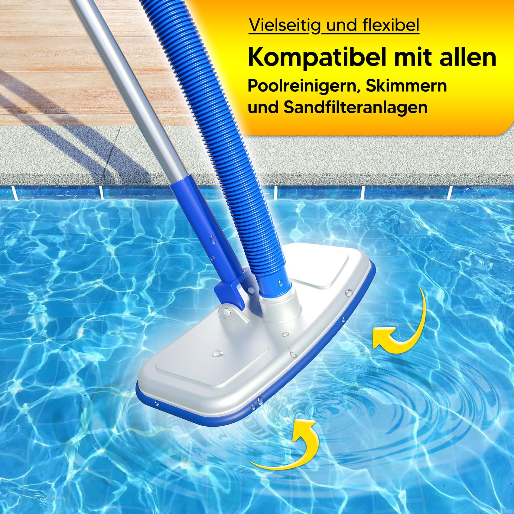 Schwimmbadschlauch Ø 32mm Saugschlauch Poolschlauch Solarschlauch Pumpenschlauch mit Muffen Made in Germany (18 m, Blau)