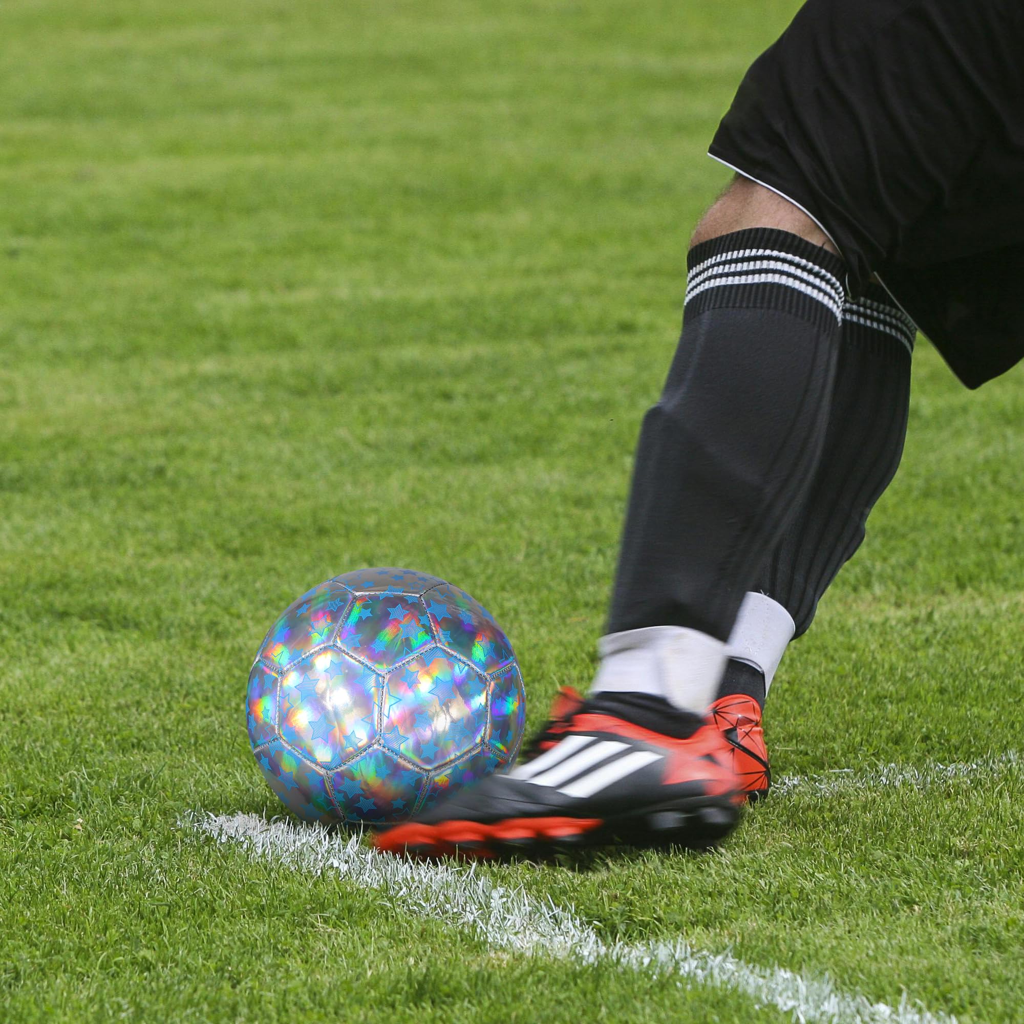 EVZOM Fußball, Größe 4, offizieller Trainingsfußball für drinnen und draußen, silberfarben