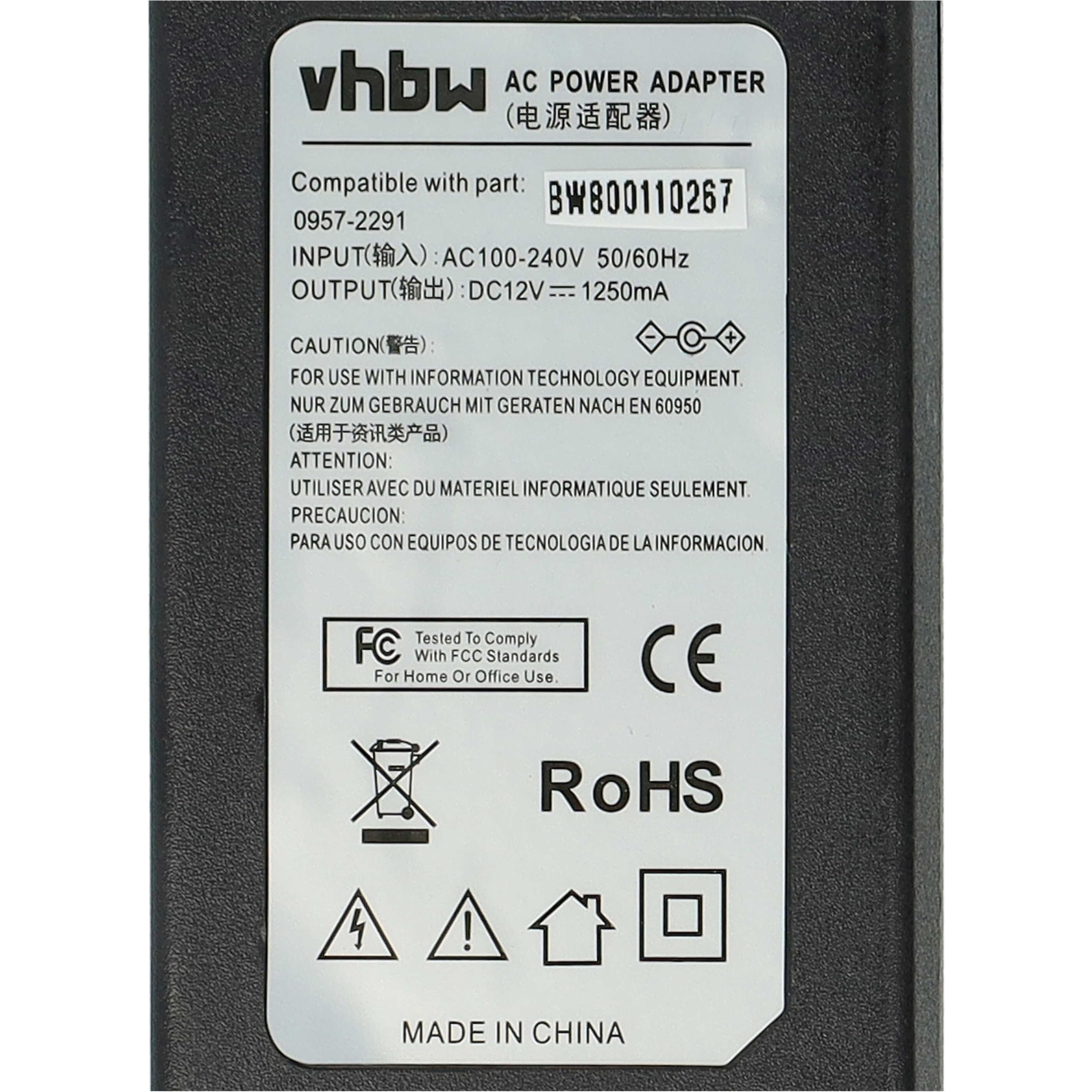 vhbw - 220v Alimentatore Caricabatteria 15w Per Scanner Hp Scanjet 3570cv, 3570cxi, 3670, 3690, 3770, 3800, 3970, 4400c Come 0957-2291, C9870-84203 Ecc