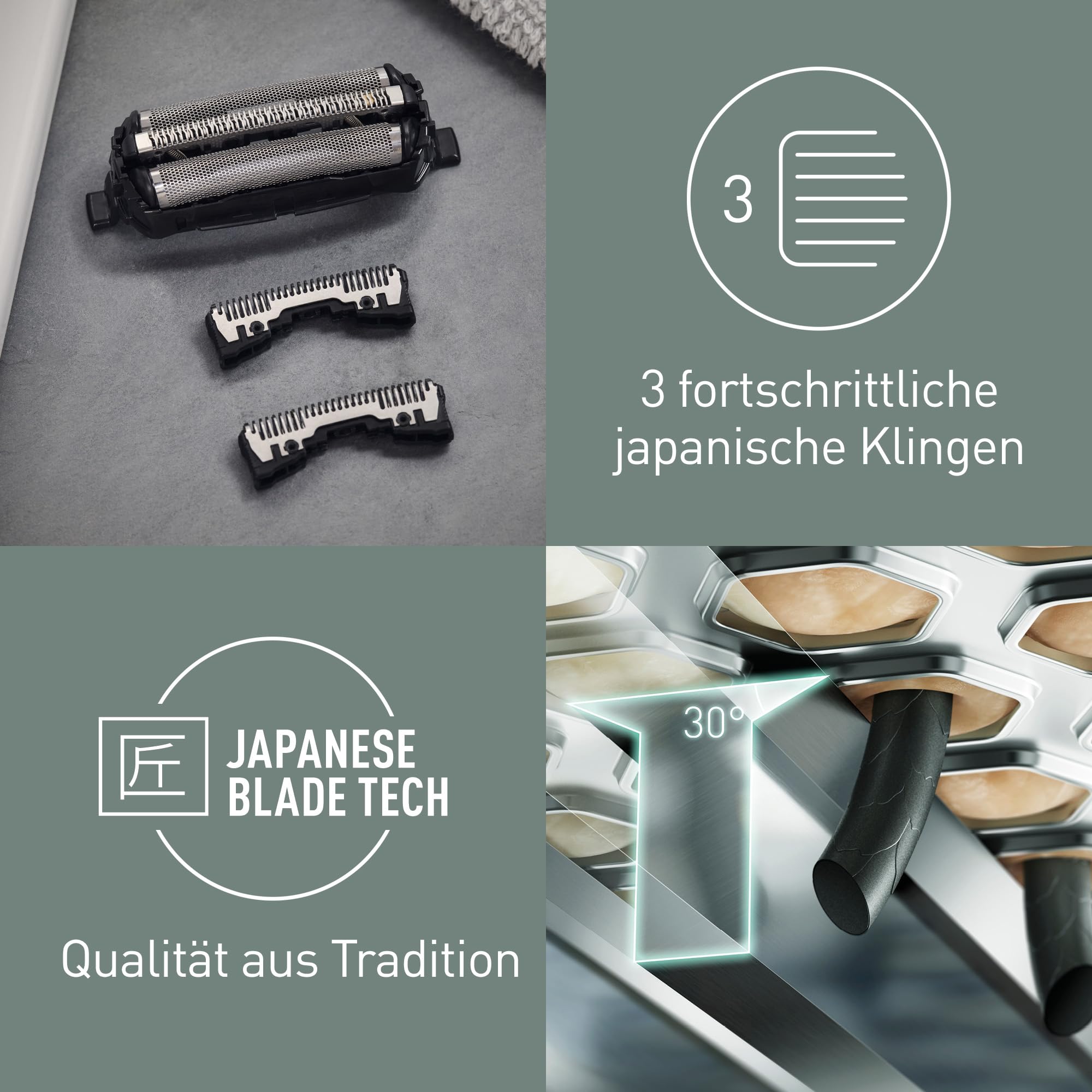 Panasonic WES9013Y1361 Ersatzklingen Scherfolie ES-LL41 ES-LL21 ES-GA21 ES-LT71 ES-LT31 ES-RT87 ES-RT67 ES-RT47 Elektrorasierer Kombipack 3-Klingen-System japanischer Edelstahl