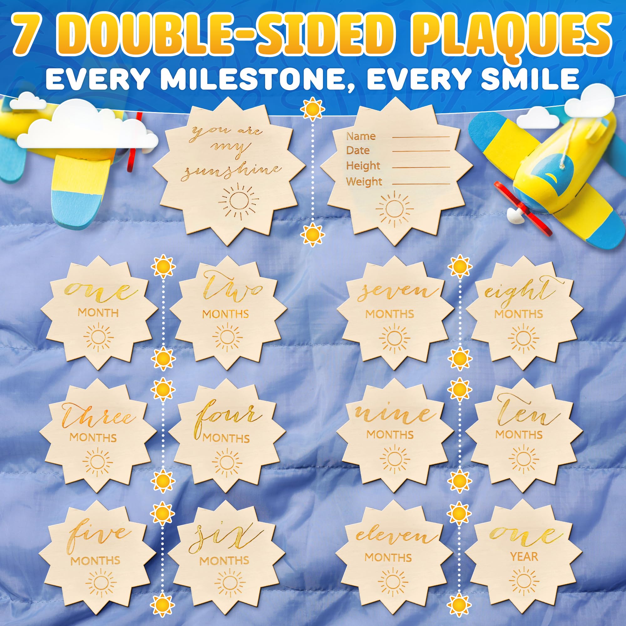 Birth Announcement Sign Baby Monthly Milestone Cards - Double Sided ...