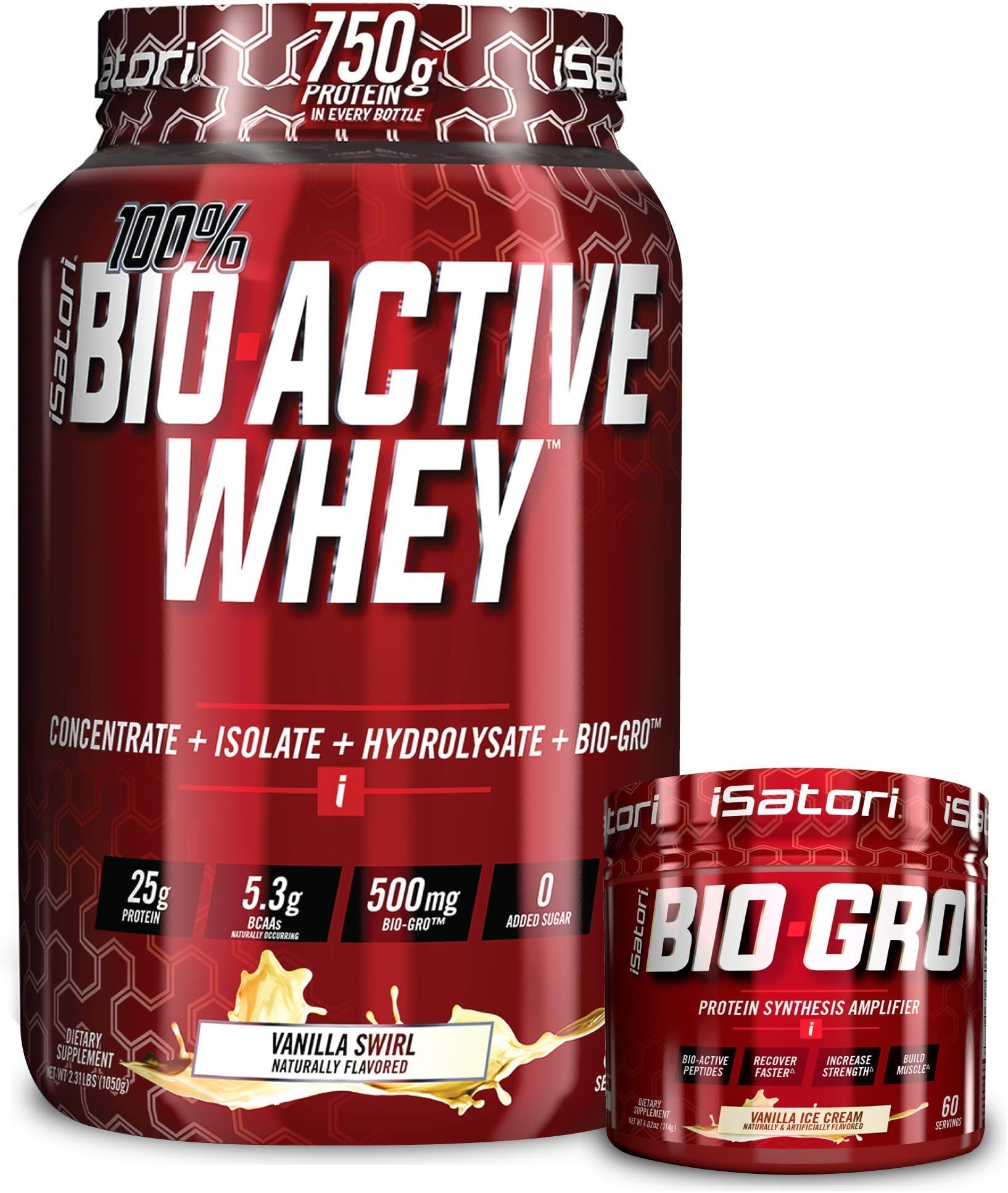 Bio-GRO Vanilla Ice Cream (60 Servings) & Bio-Active Whey Protein Powder Vanilla Swirl (30 Servings)