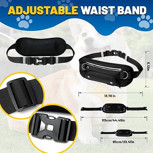 Miniatura 2 de Correa de perro manos libres con bolsa, correa ajustable para correr con soporte para botella de agua, asas acolchadas dobles y elástico retráctil