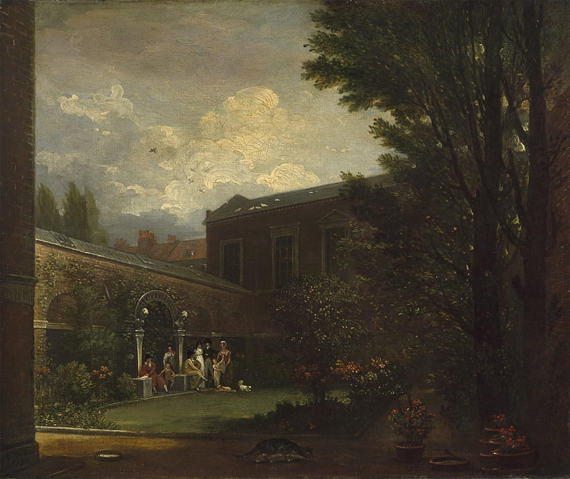 ARTXLXXBN Famous Painting Canvas Artwork Graffiti Print West Family in the Studio Garden by Benjamin West Portrait Canvas Image for Home Decor 60x90cm