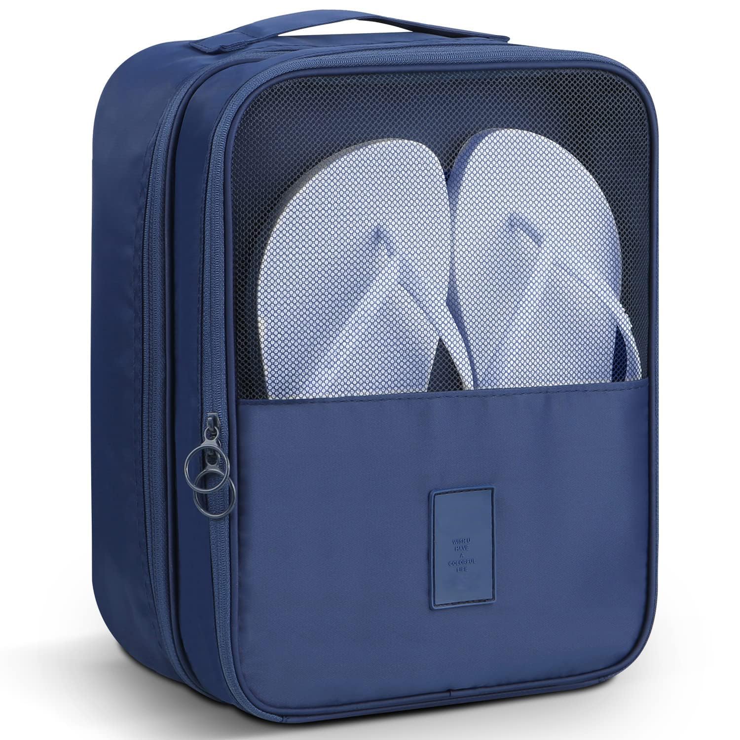 Shoe Travel Bag Portable Shoe Packing Cubes 2 Layers Holds 3 Pair of Shoes Visual Waterproof Travel Luggage with Trolley Sleeve and Zipper for Business Trip Storage (Multi Color, 1 Piece)-image-2