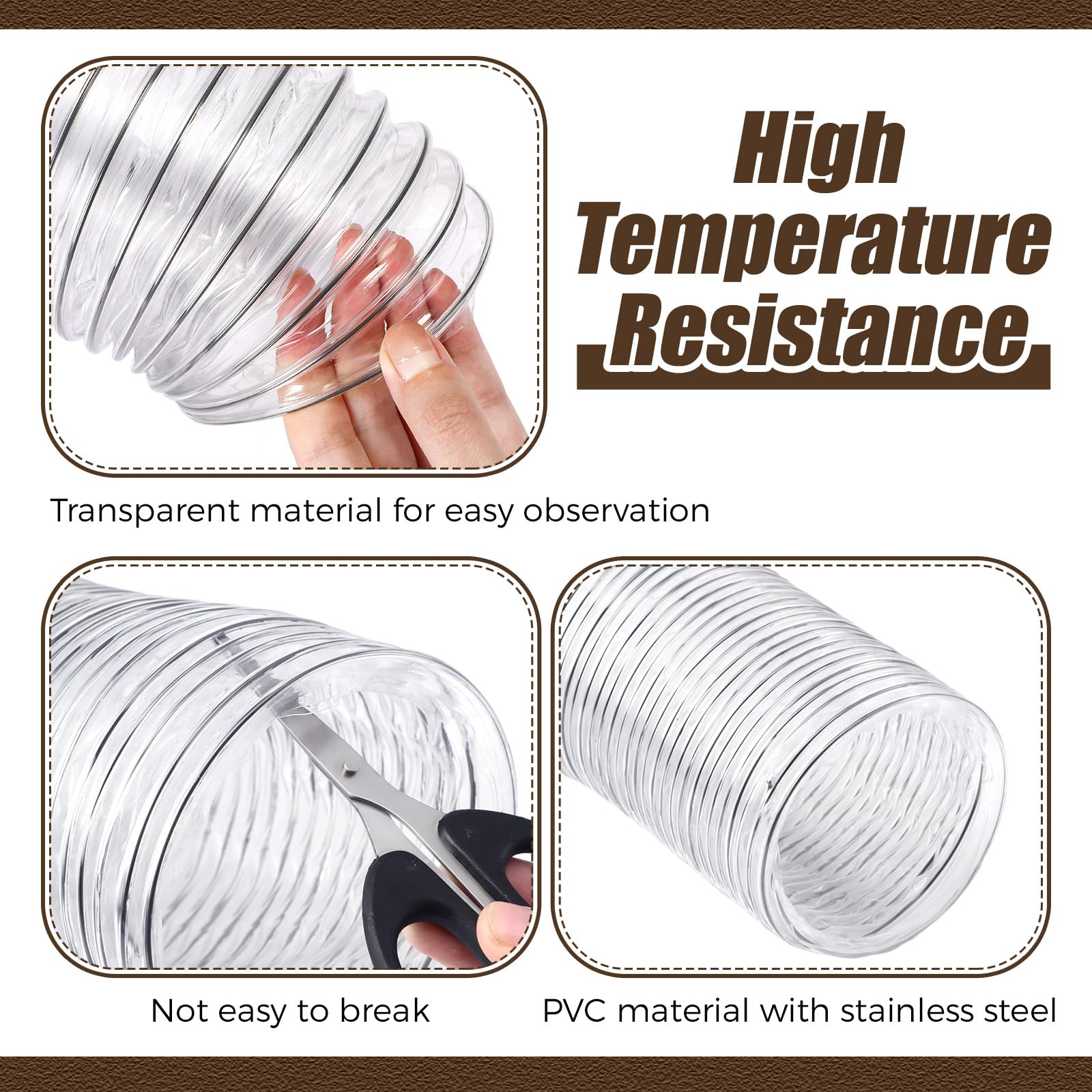 Therwen Manguera de recolección de polvo de PVC transparente, manguera de recogida de residuos de polvo y humos, mangueras de vacío transparentes flexibles (4 pulgadas x 40 pies)