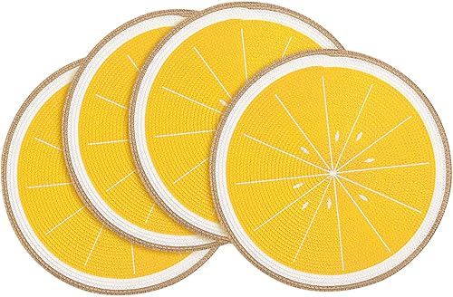 Miniatura 19 de Zupro Juego de 6 manteles individuales redondos, alfombrillas de mesa trenzadas resistentes al calor, antideslizantes, lavables, para cocina, mesas