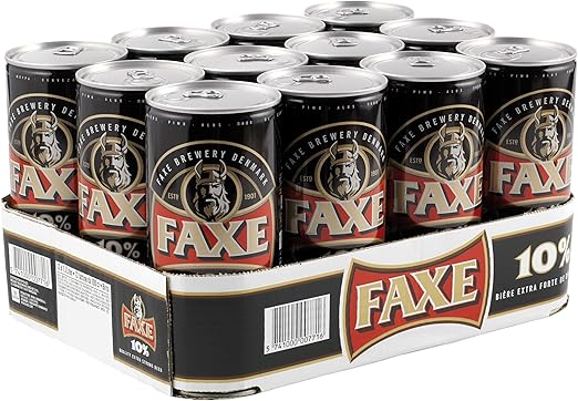 12 x Faxe stout extra fuerte de lata de Dinamarca 1 litro 10% vol. cerveza