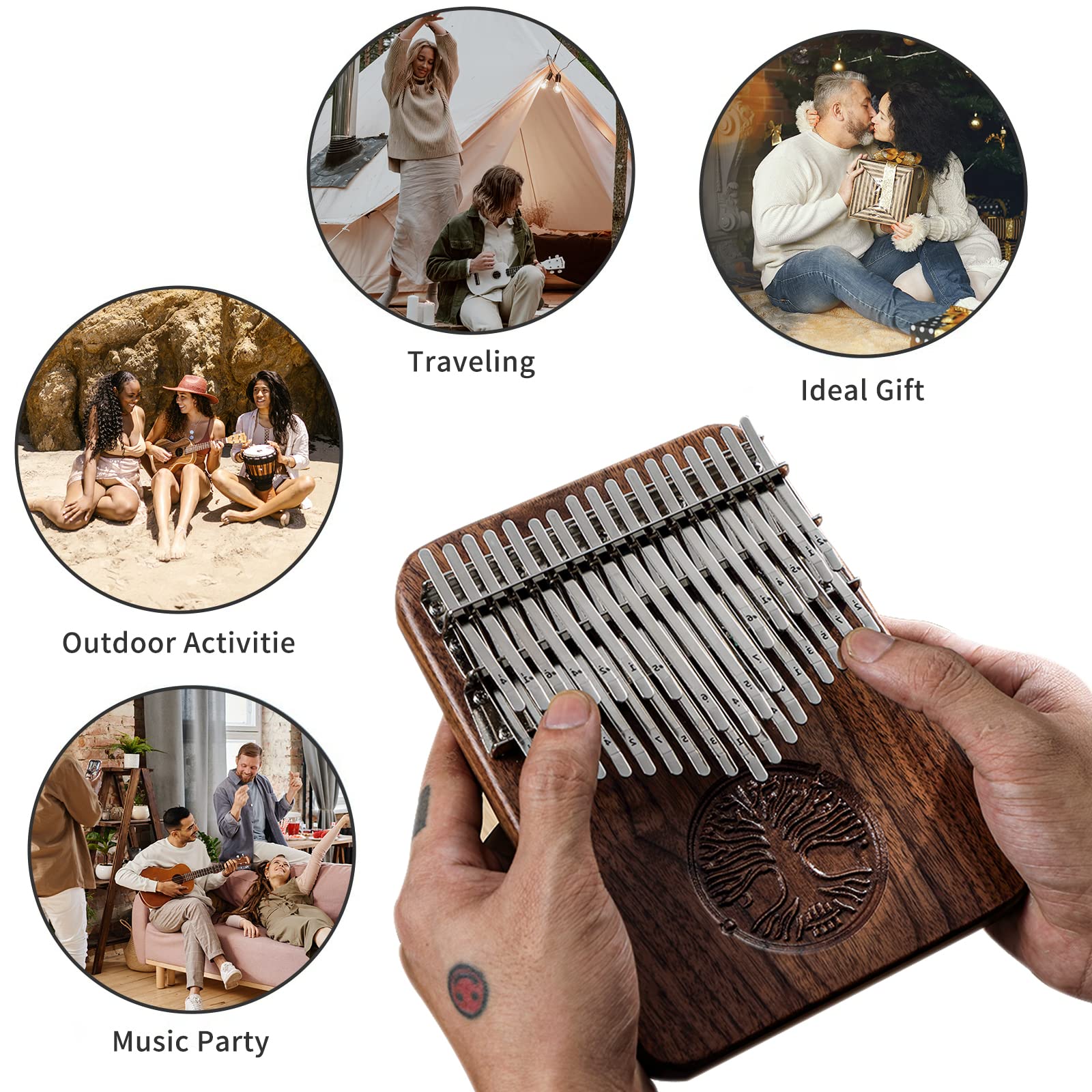 Kalimba Professionale a 34 Chiavi - Cromatica a Doppio Strato Con Tavola Armonica in Legno Massello - Tono Etereo Con Risonanza Sostenuta