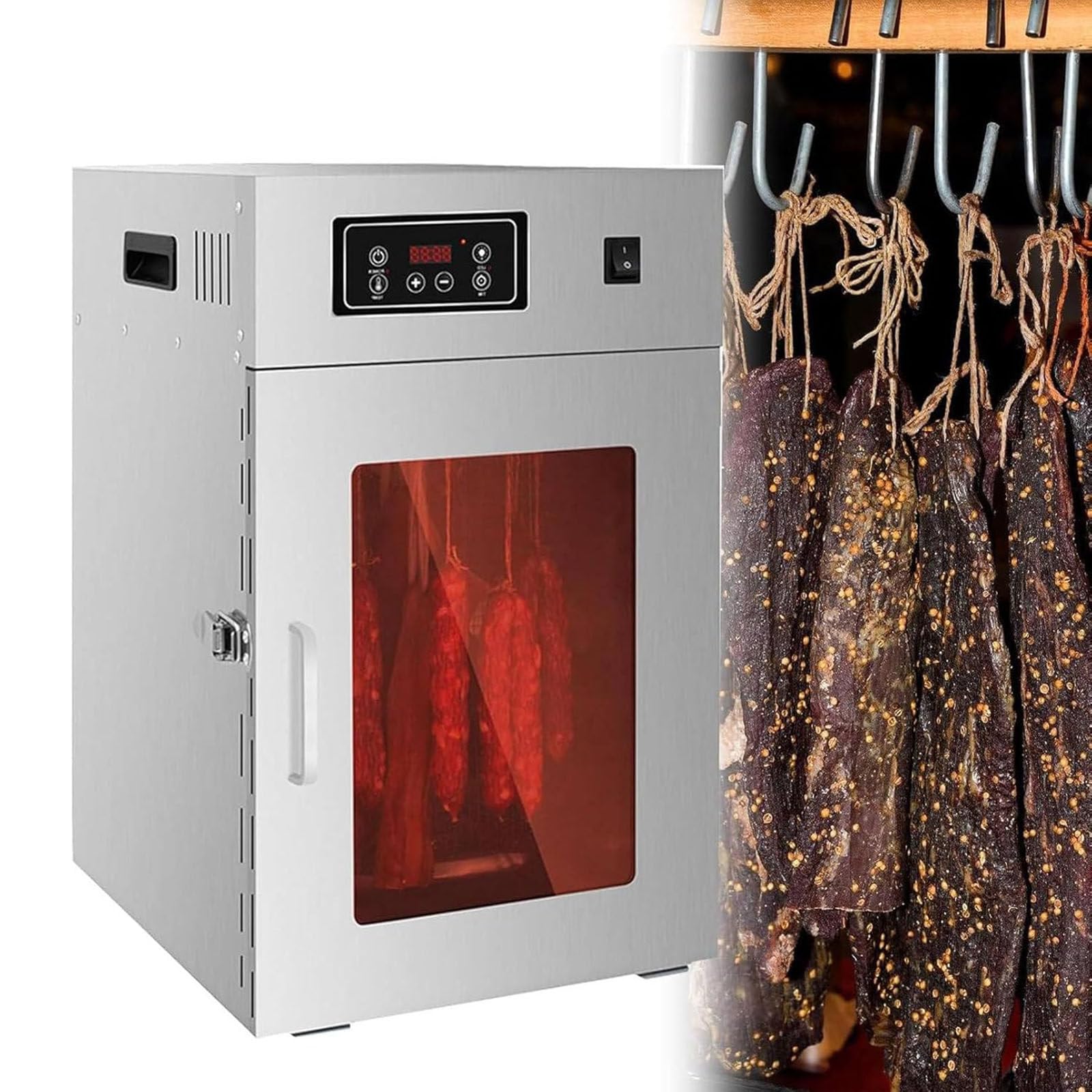 LYDZUSDP Commercial Food Dryer,15 kg 800W Rotary Automatic Meat Dryer with Touch-Control LED Display,Industrial Grade Dryer 30-90? Adjustment,for Sausage,Bacon,Chicken