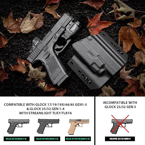 Miniatura 3 de WARRIORLAND OWB - Funda Kydex de corte óptico compatible con Glock 17 G19 G44 G45 GEN 1-5 G23 G32 Gen 3-4 con TLR-7 TLR-7A, funda de transporte