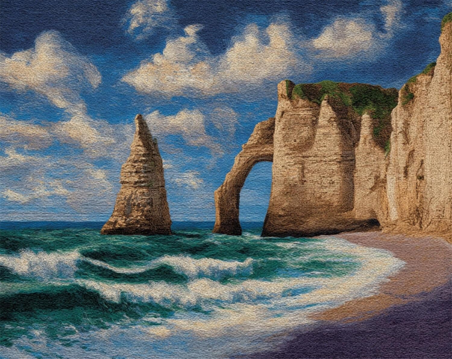 Henypt DIY Latch Hook Rug Kits Seaside Cliffs 90x120cm