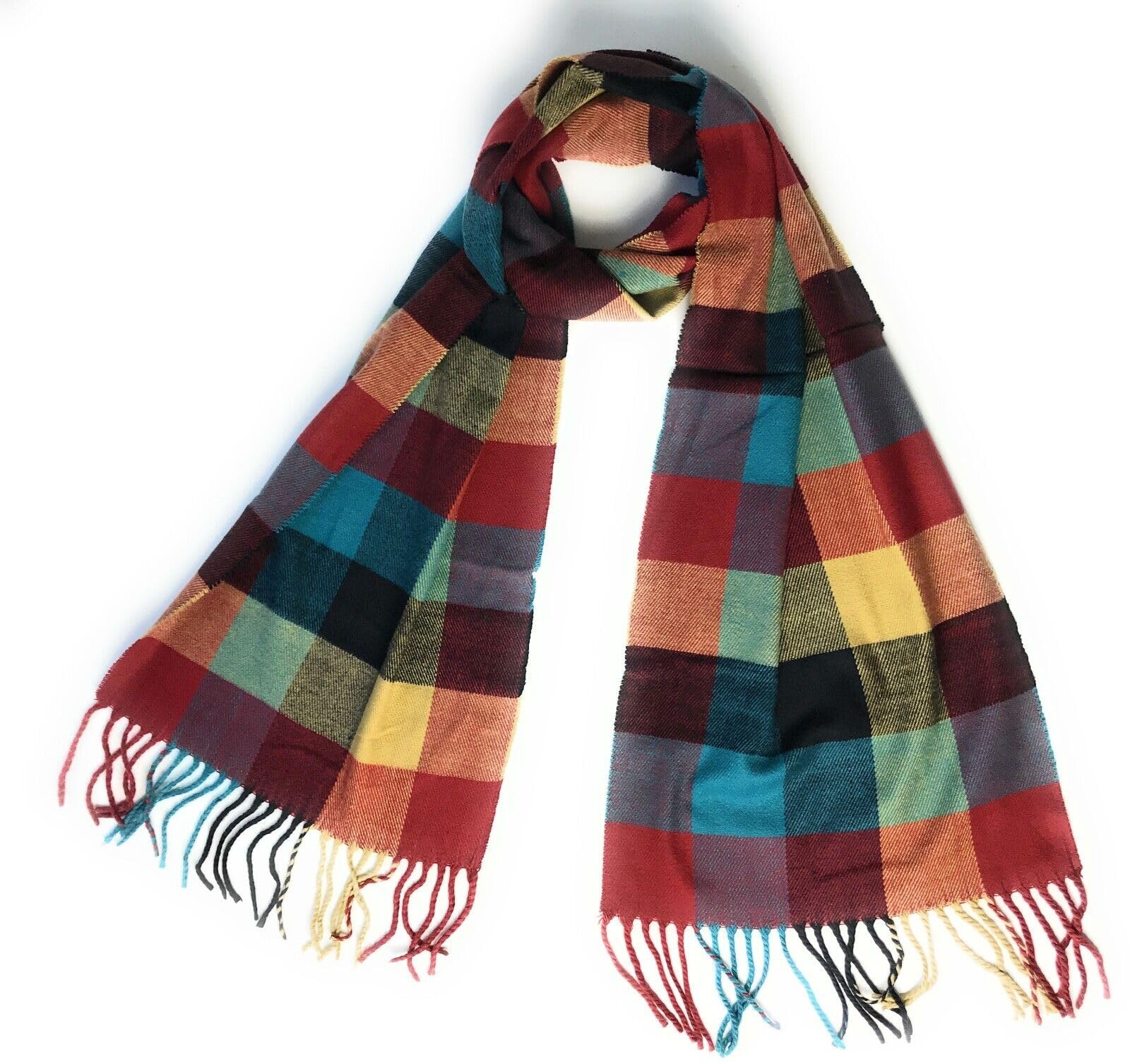 KGM Accessories Super soft check cashmere feel tartan check scarf - scarves for Men - Men`s woman's soft cashmere scarf (Multicolour check)