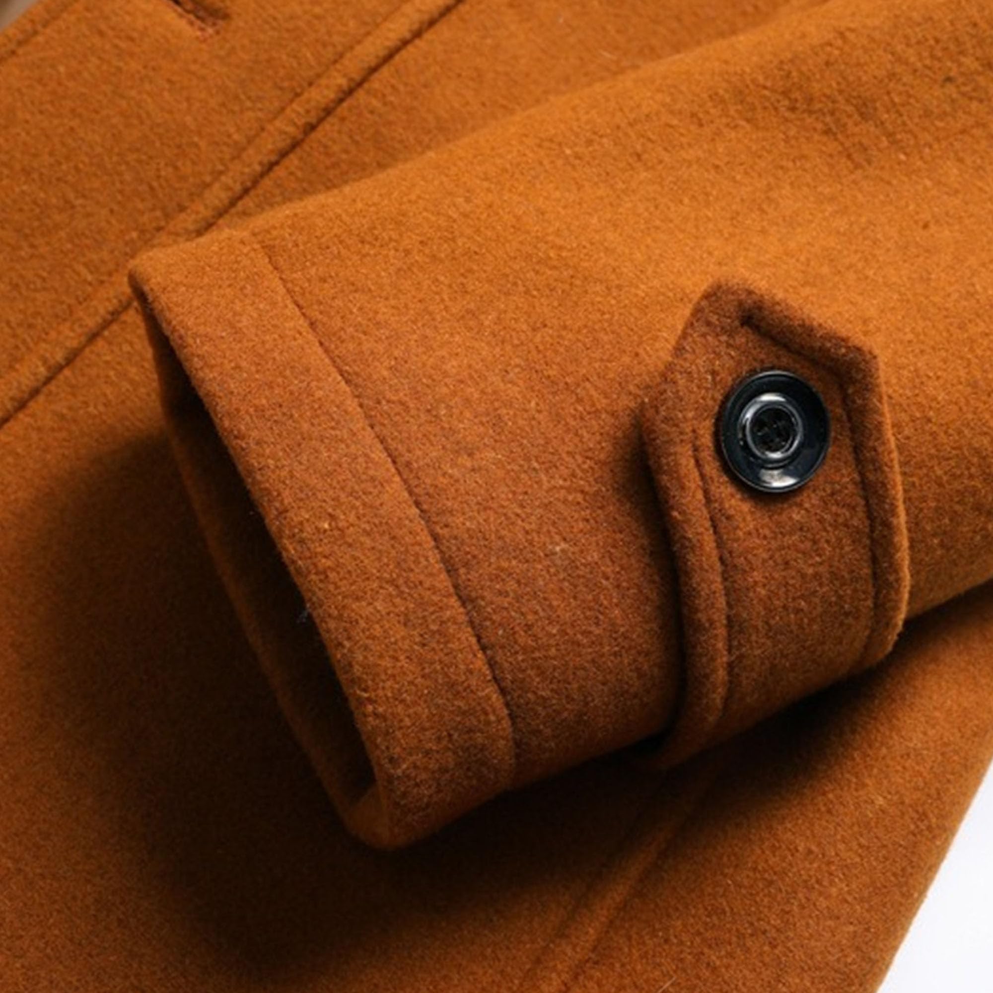 Cappotto invernale classico da uomo in misto lana con collo alto e colletto interno rimovibile
